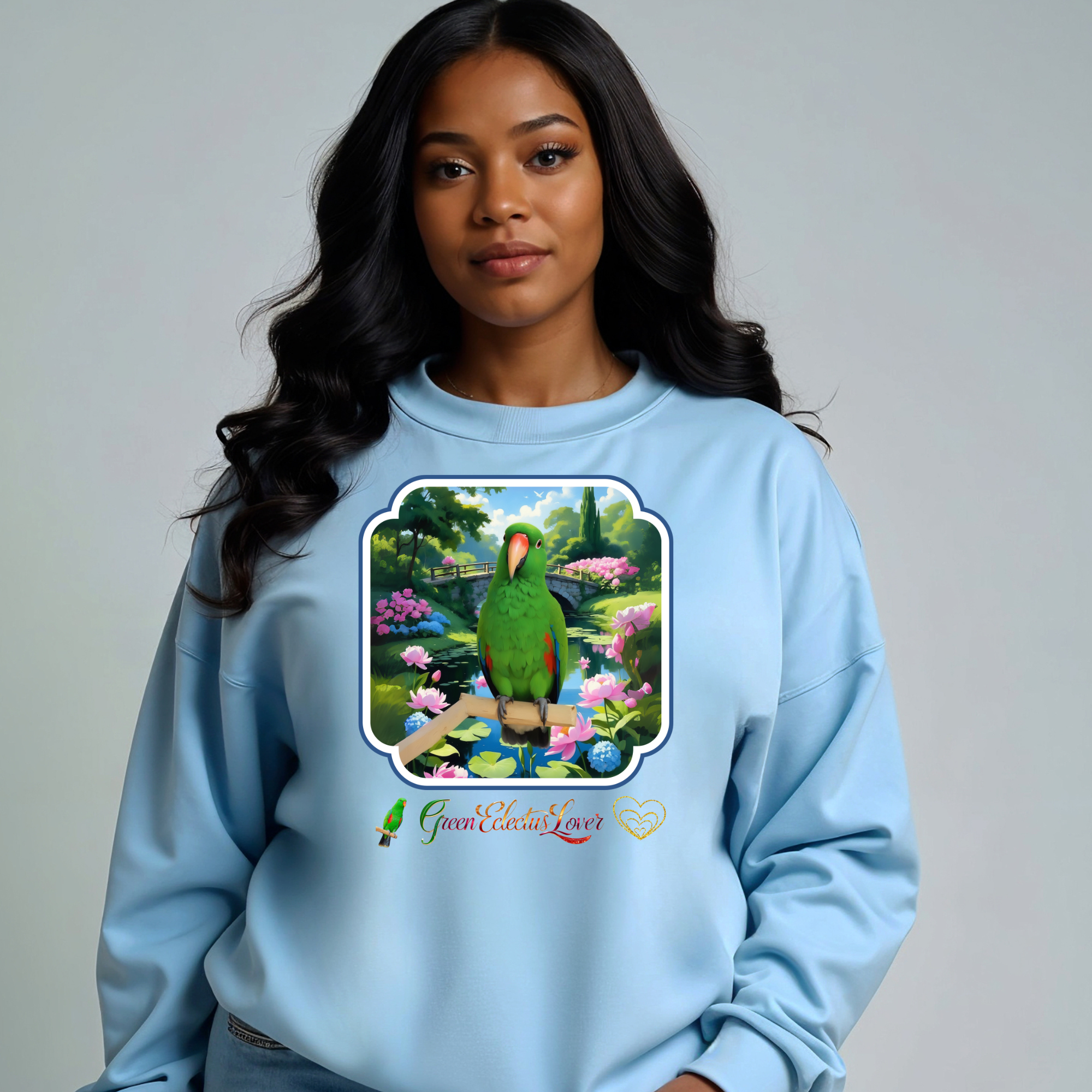 Green Eclectus Lover Floral Sweatshirt