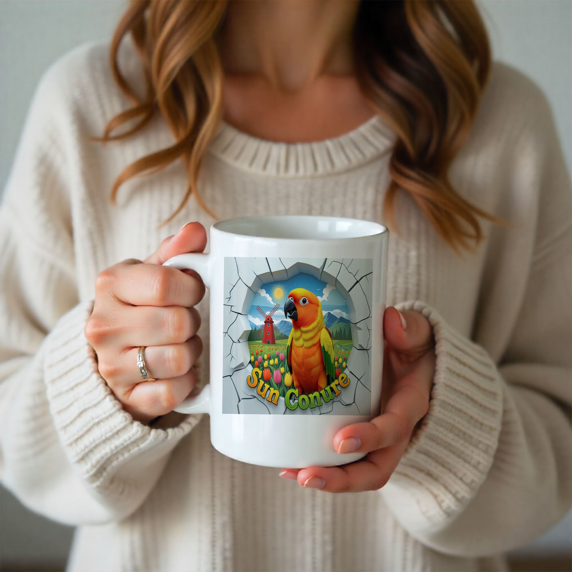 Sun Conure Meadow Scenic Mug