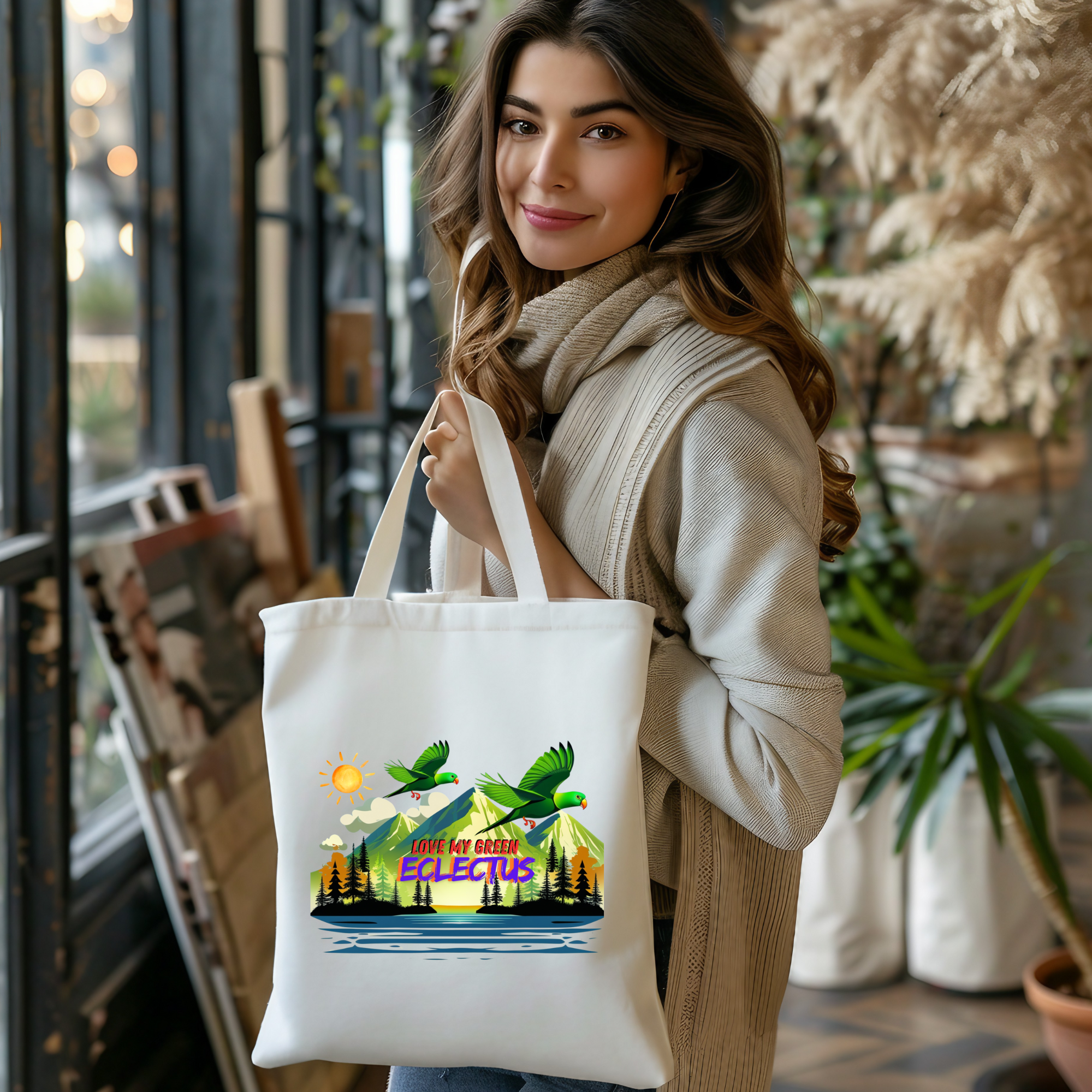 Green Eclectus Tote Bag