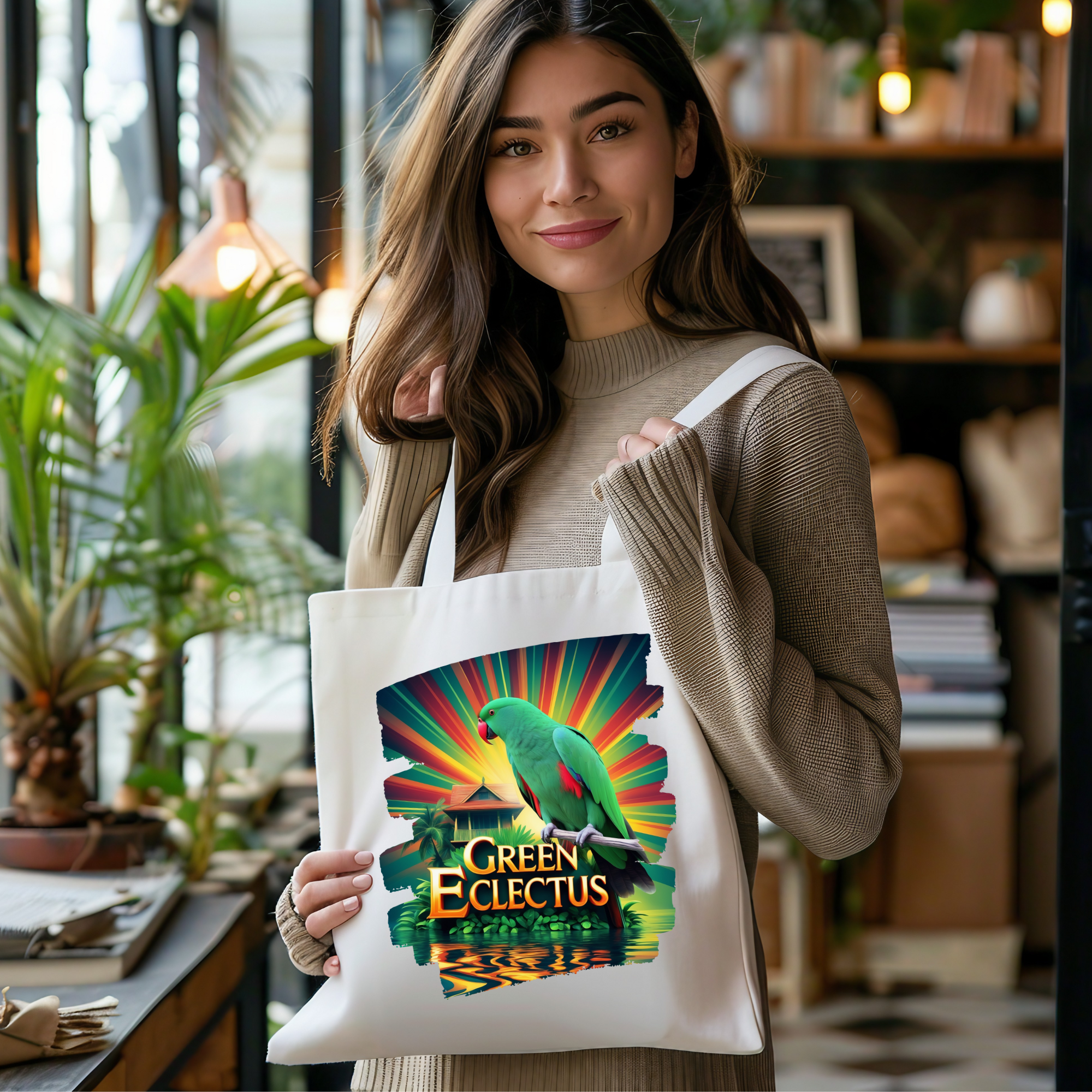 Green Eclectus Tote Bag