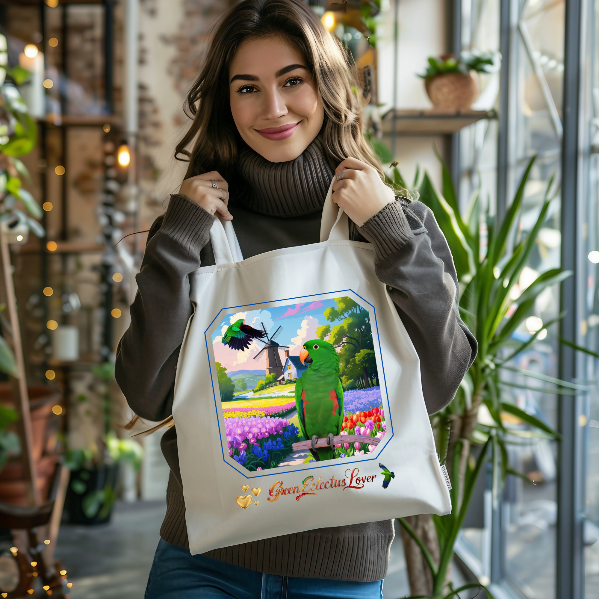 Green Eclectus Tote Bag