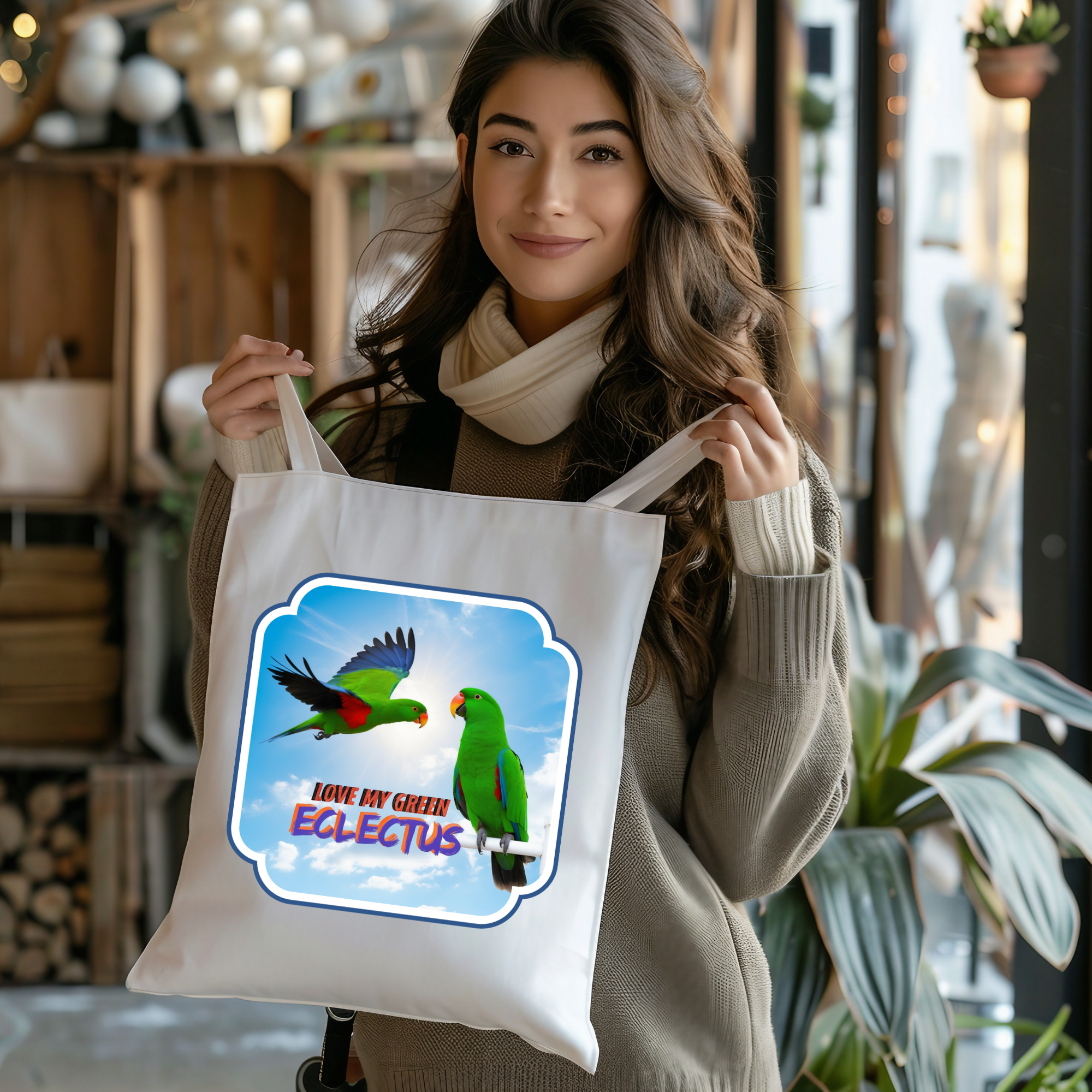Green Eclectus Tote Bag