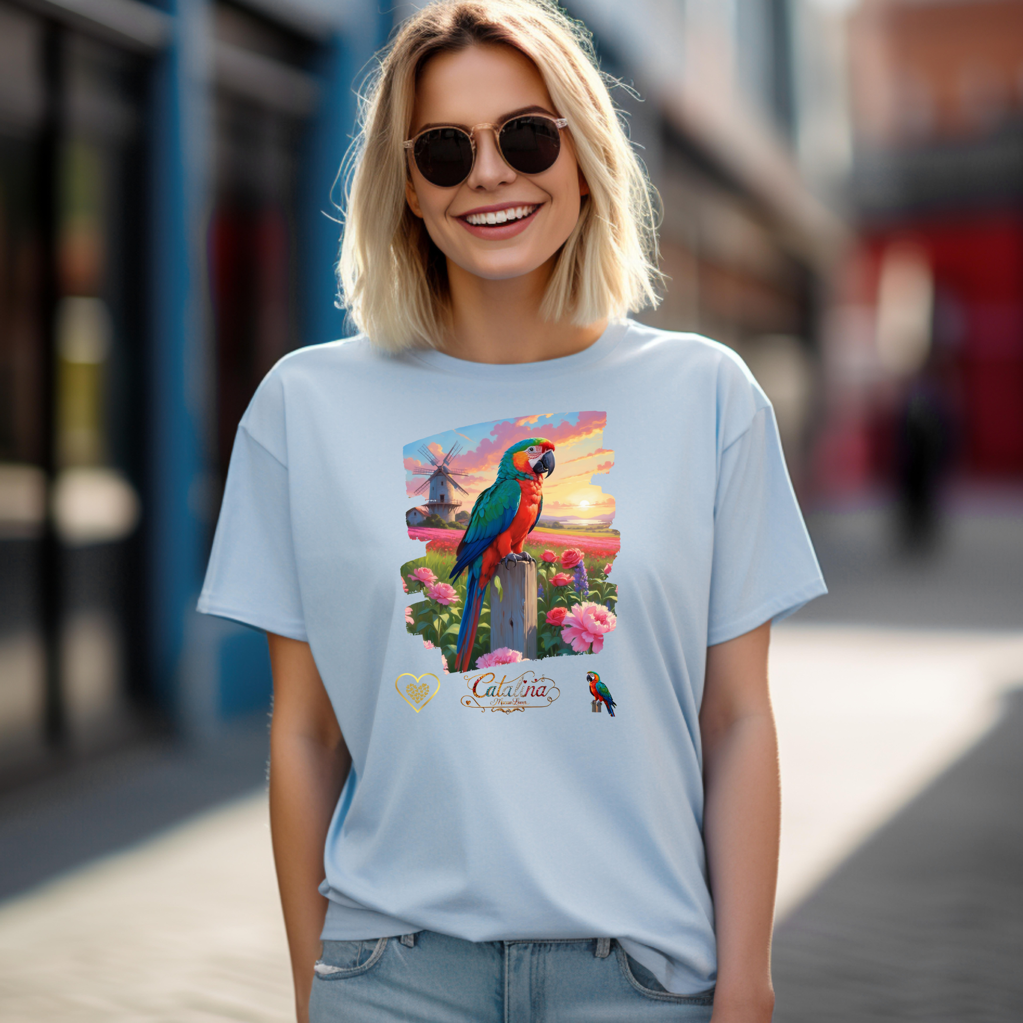 Catalina Macaw Lover Floral Scenic T-Shirt