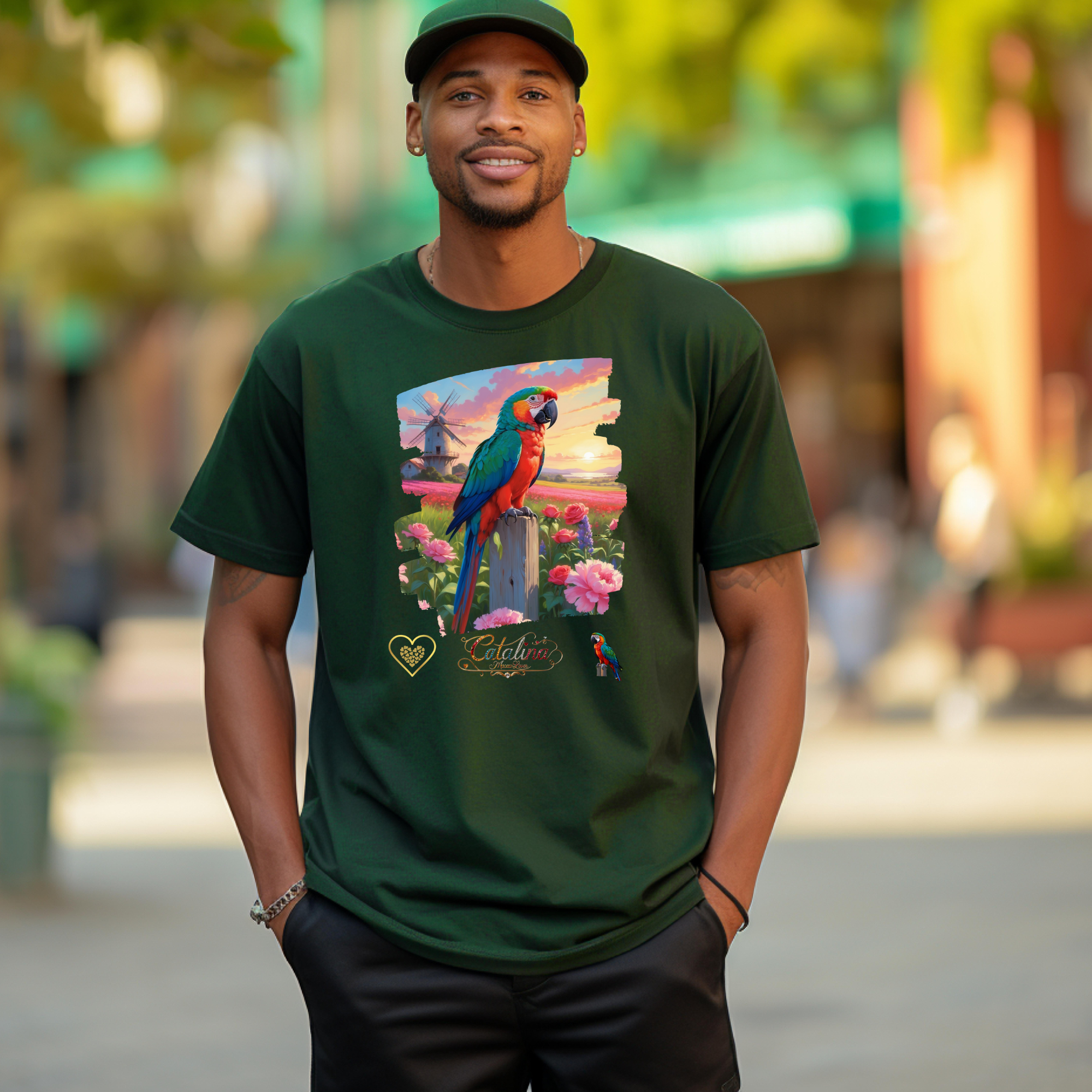 Catalina Macaw Lover Floral Scenic T-Shirt