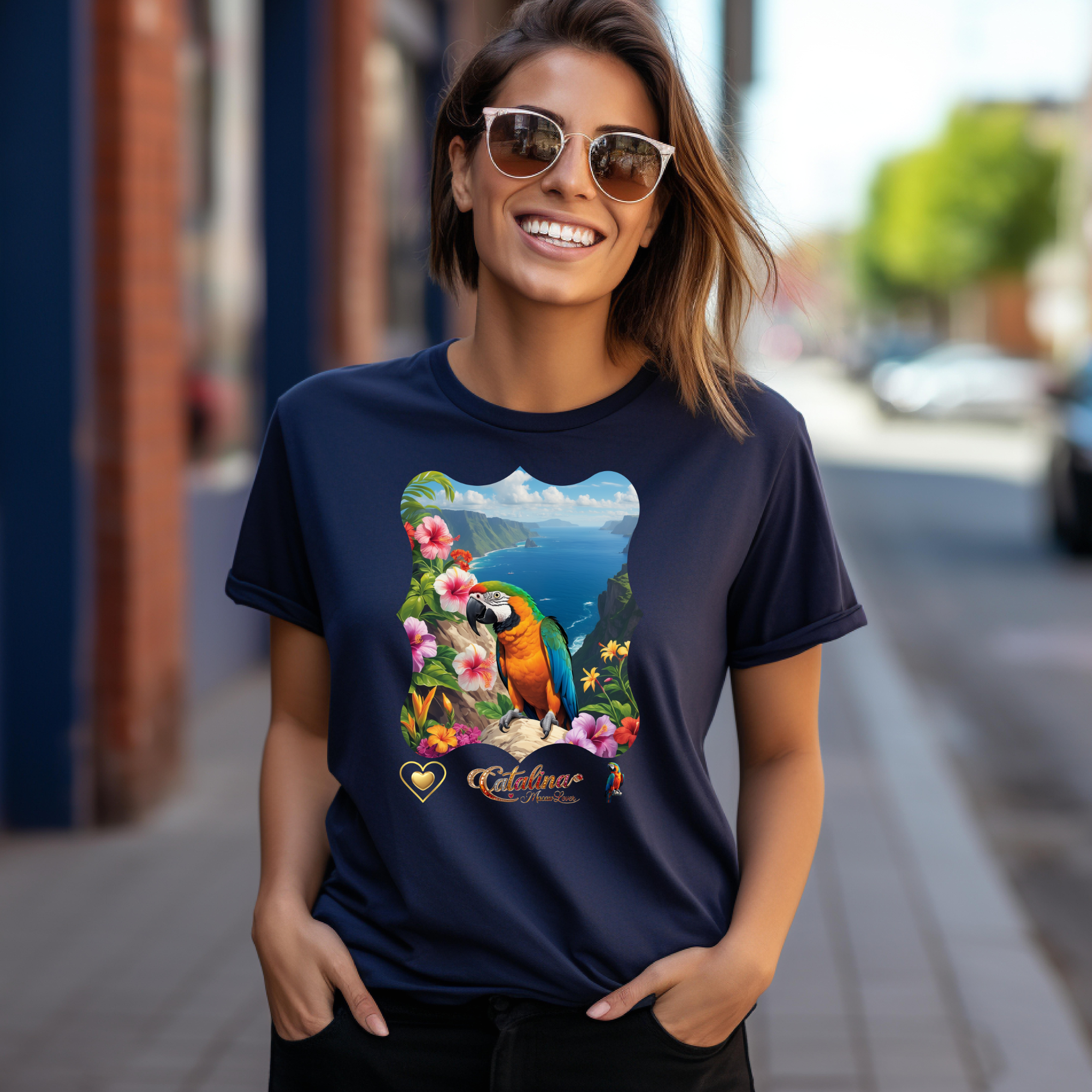 Floral Catalina Macaw Lover T-Shirt