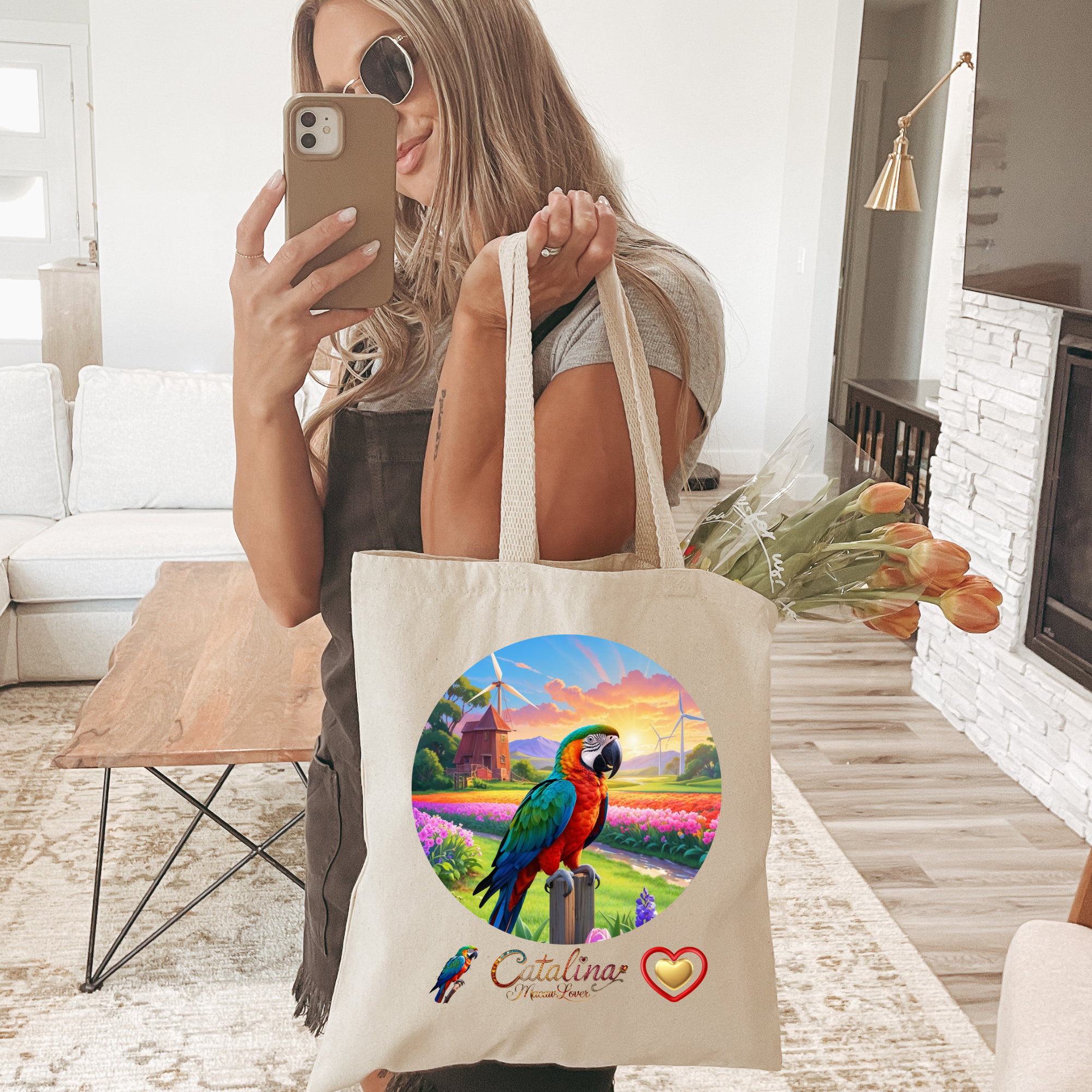 Catalina Macaw Lover Floral Tote Bag