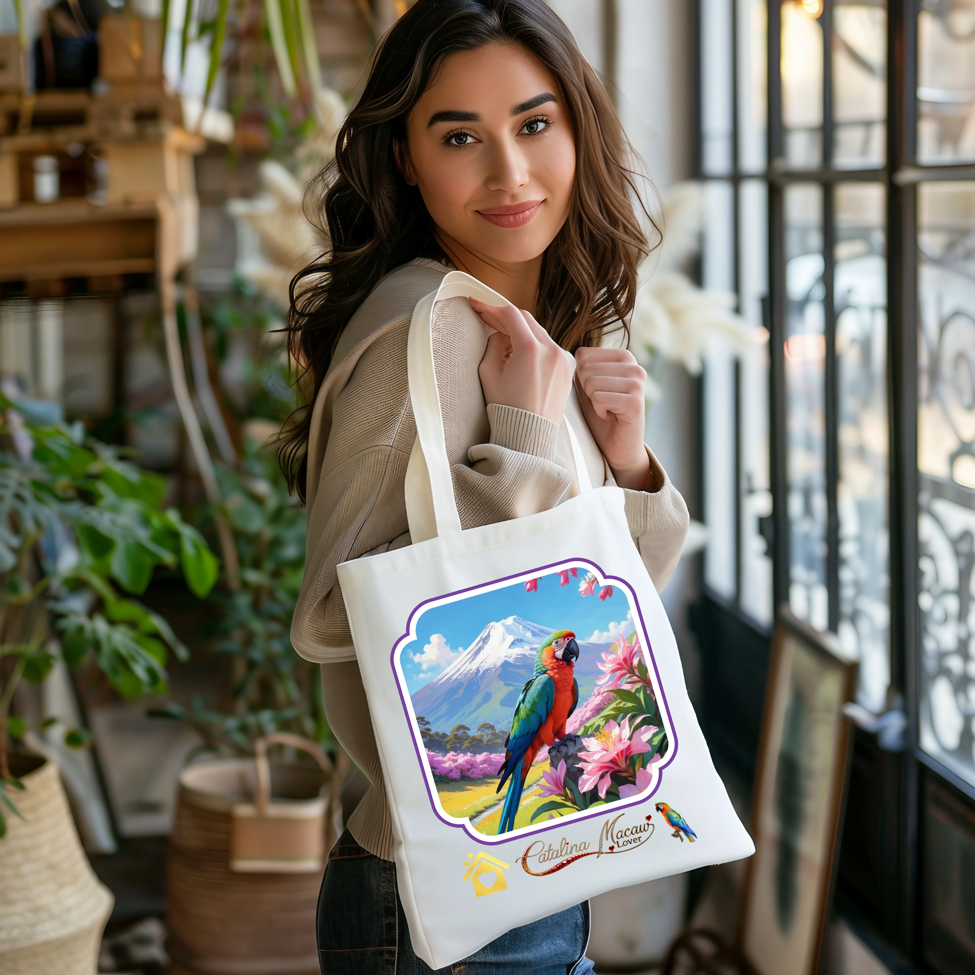 Catalina Macaw Lover Floral Tote Bag
