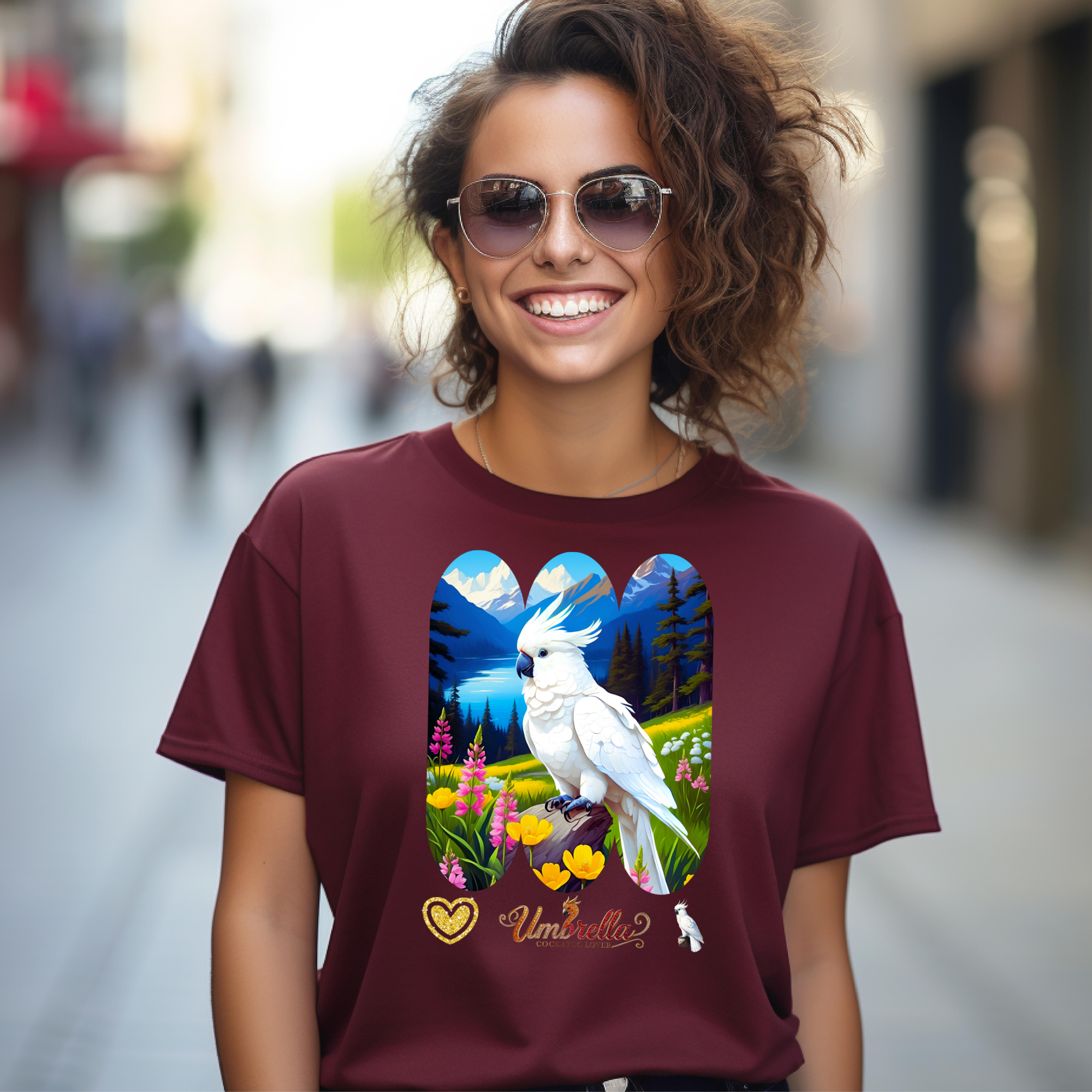 Umbrella Cockatoo Lover Floral T-Shirt