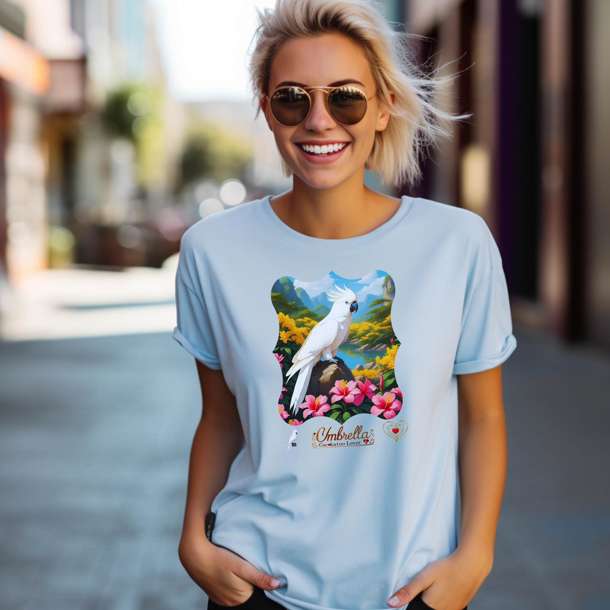Umbrella Cockatoo Lover Floral T-Shirt