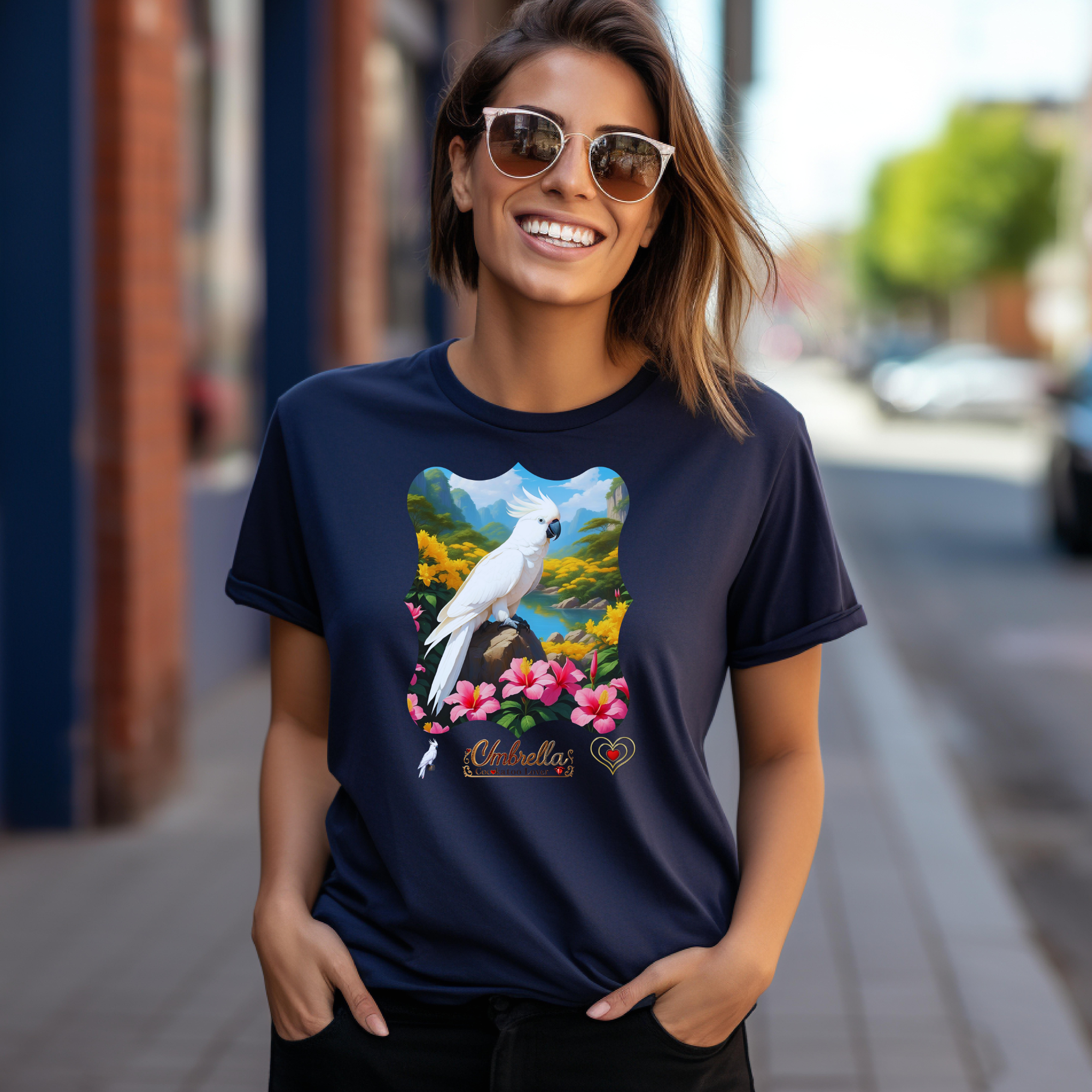Umbrella Cockatoo Lover Floral T-Shirt