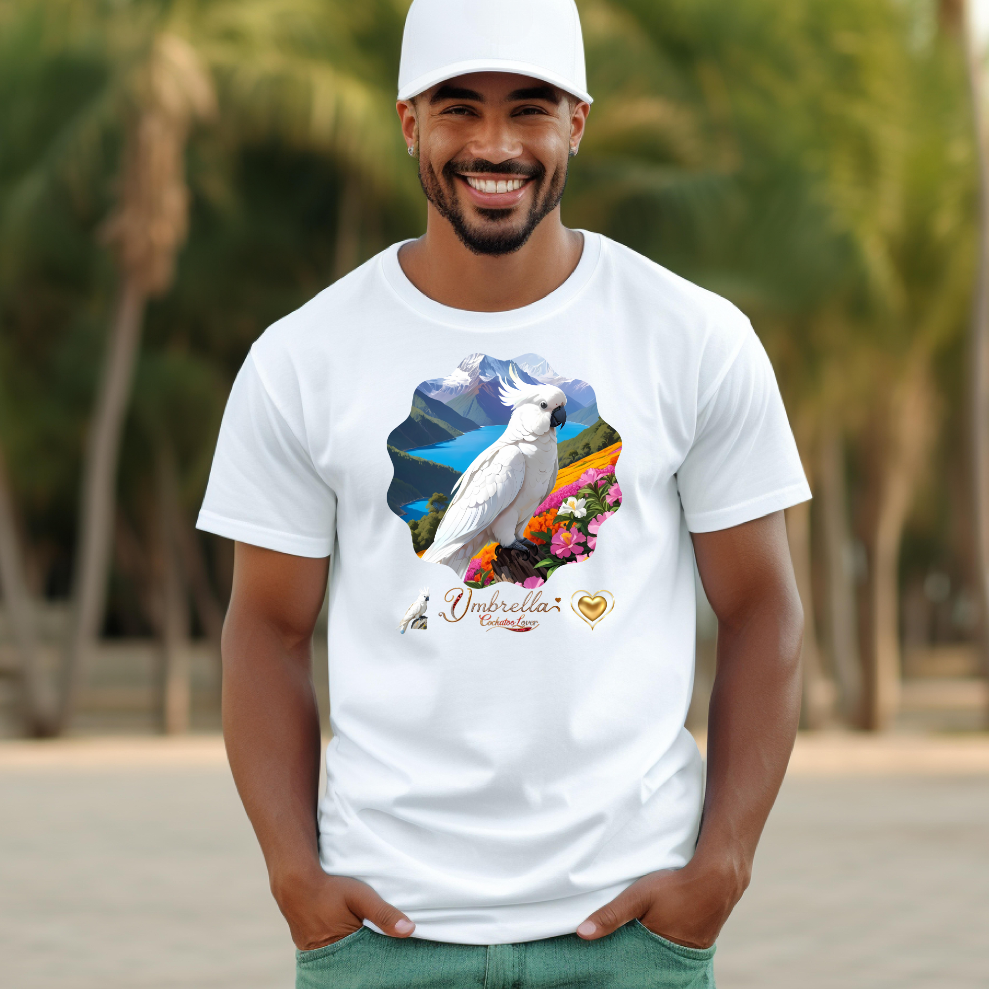 Umbrella Cockatoo Lover Floral T-Shirt