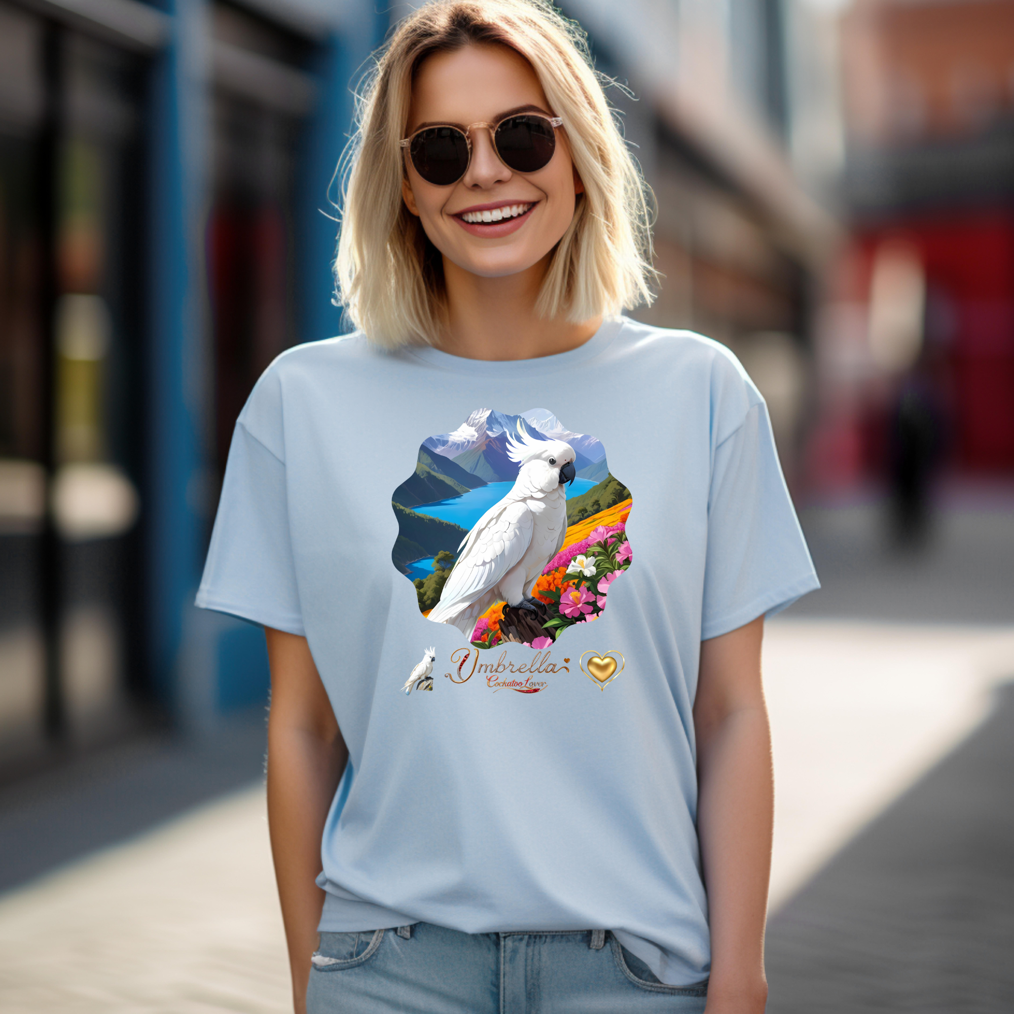 Umbrella Cockatoo Lover Floral T-Shirt