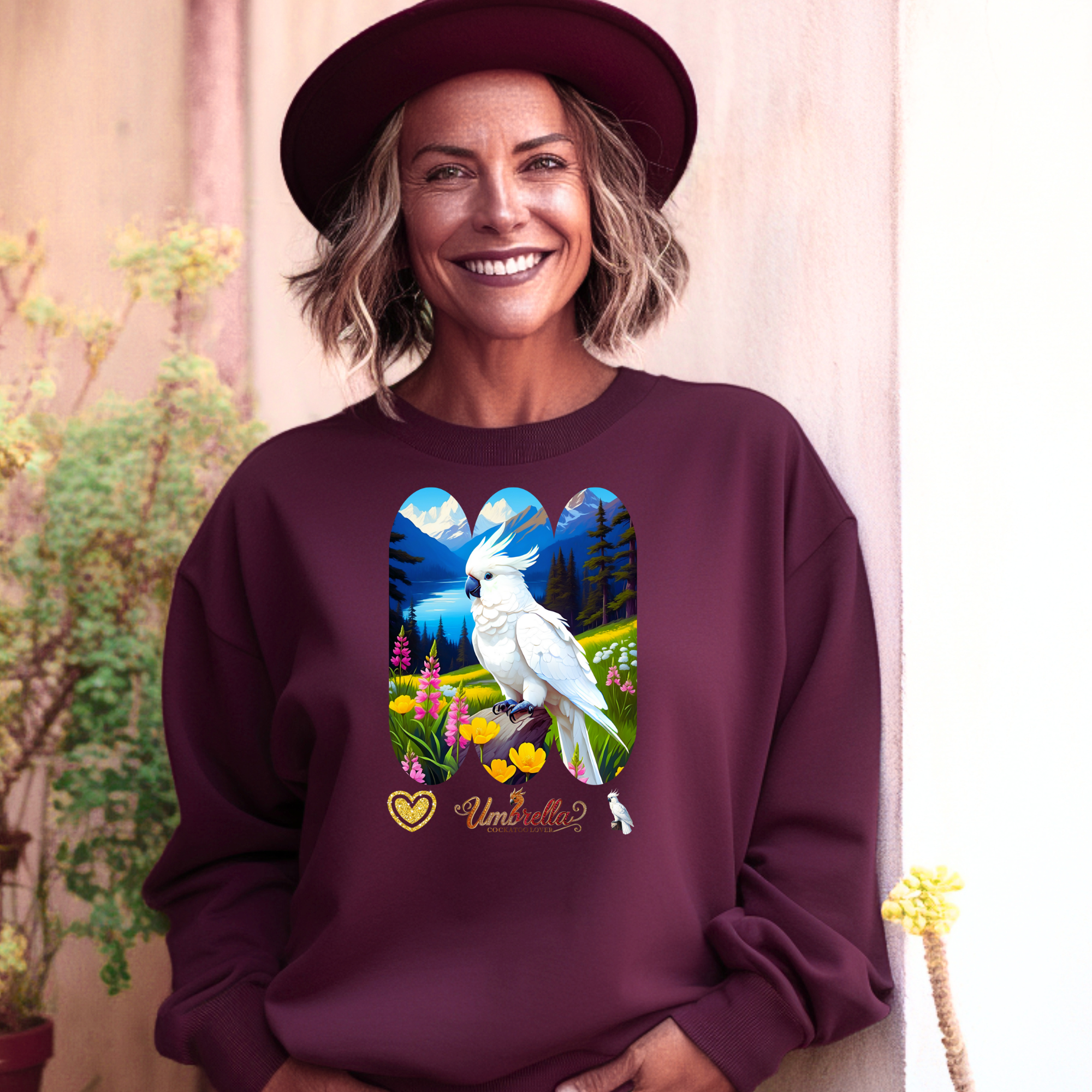 Umbrella Cockatoo Lover Floral Sweatshirt