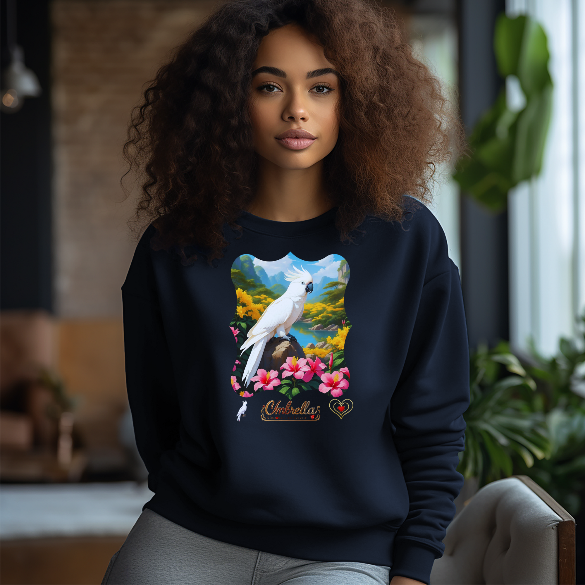 Umbrella Cockatoo Lover Floral Sweatshirt