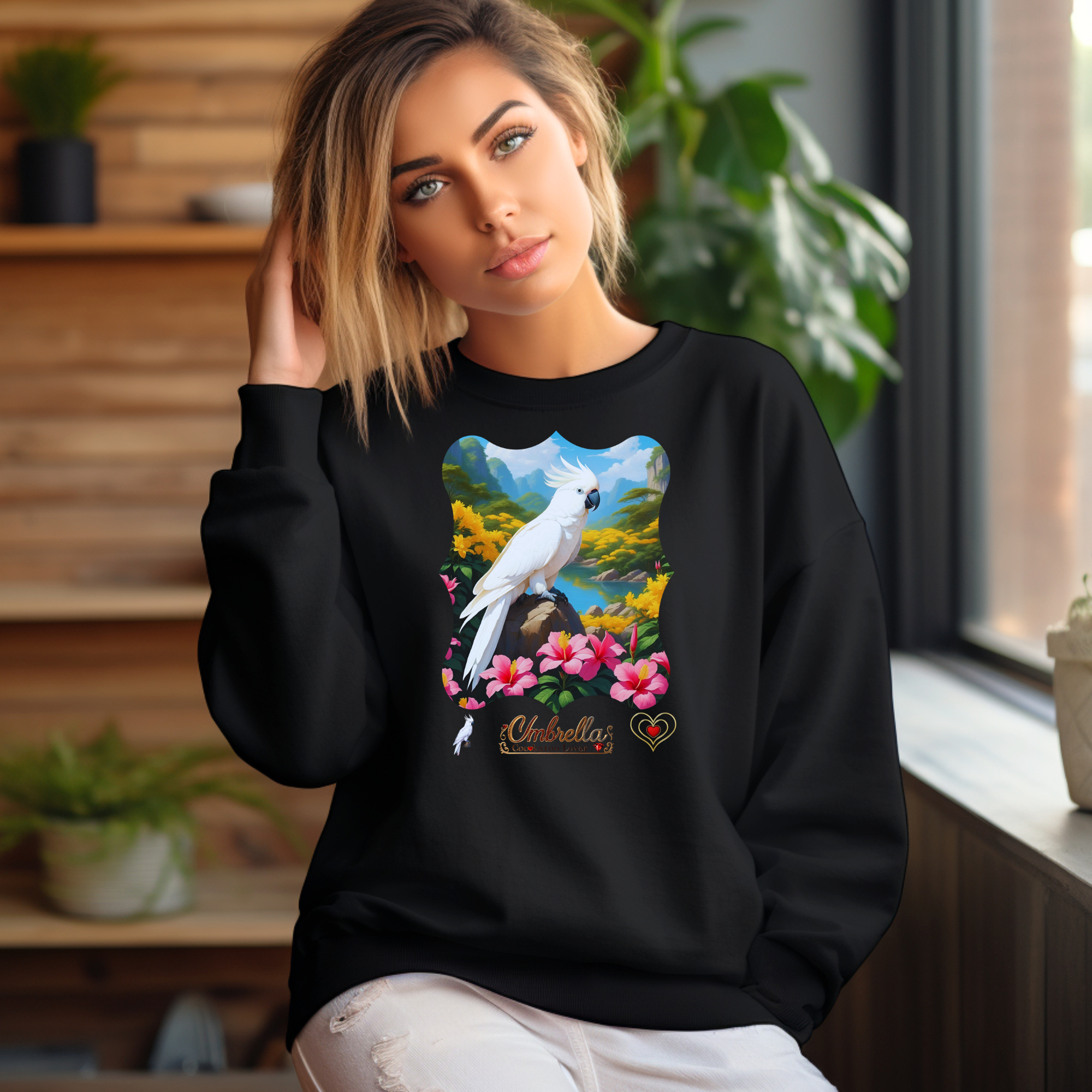 Umbrella Cockatoo Lover Floral Sweatshirt
