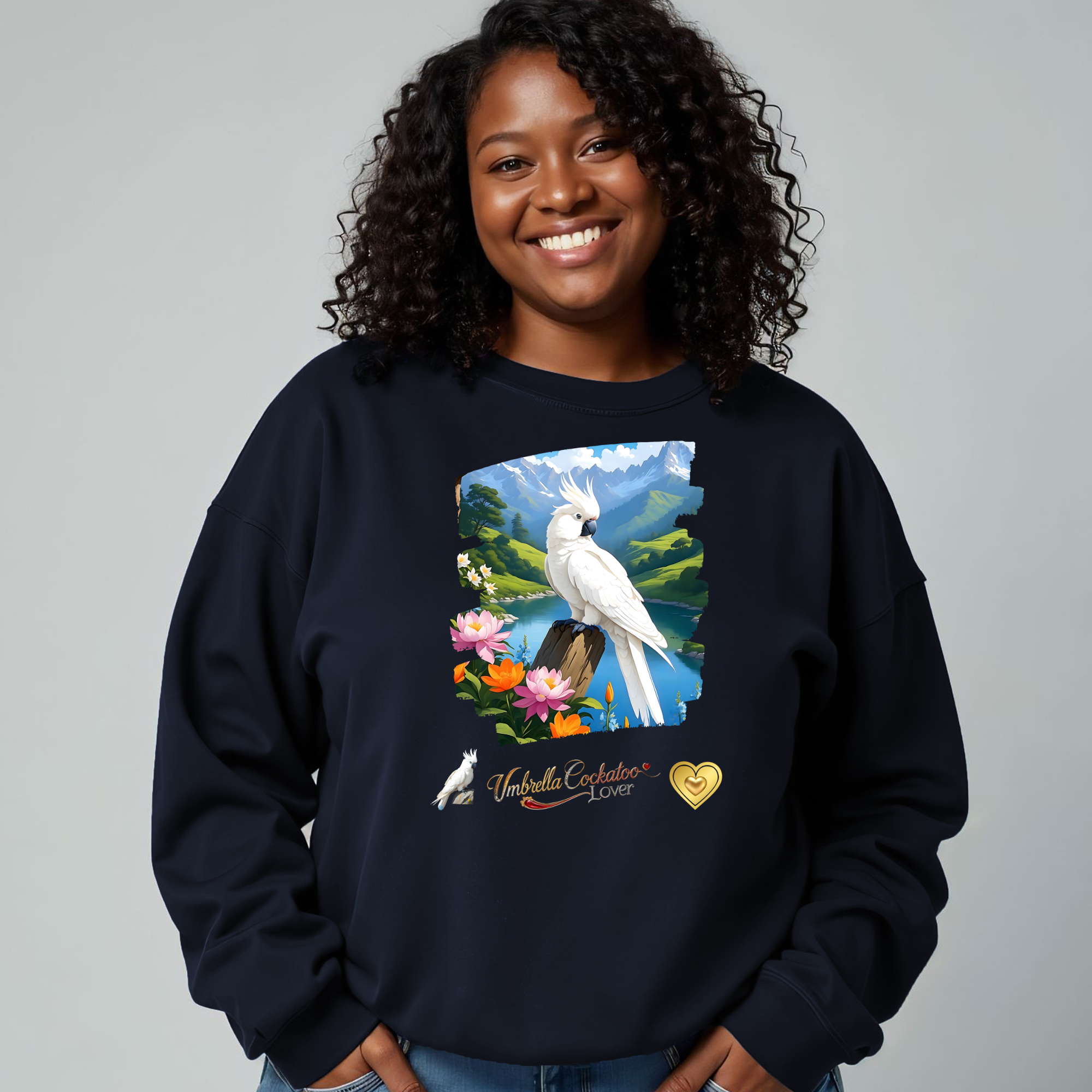 Umbrella Cockatoo Lover Floral Lake Sweatshirt