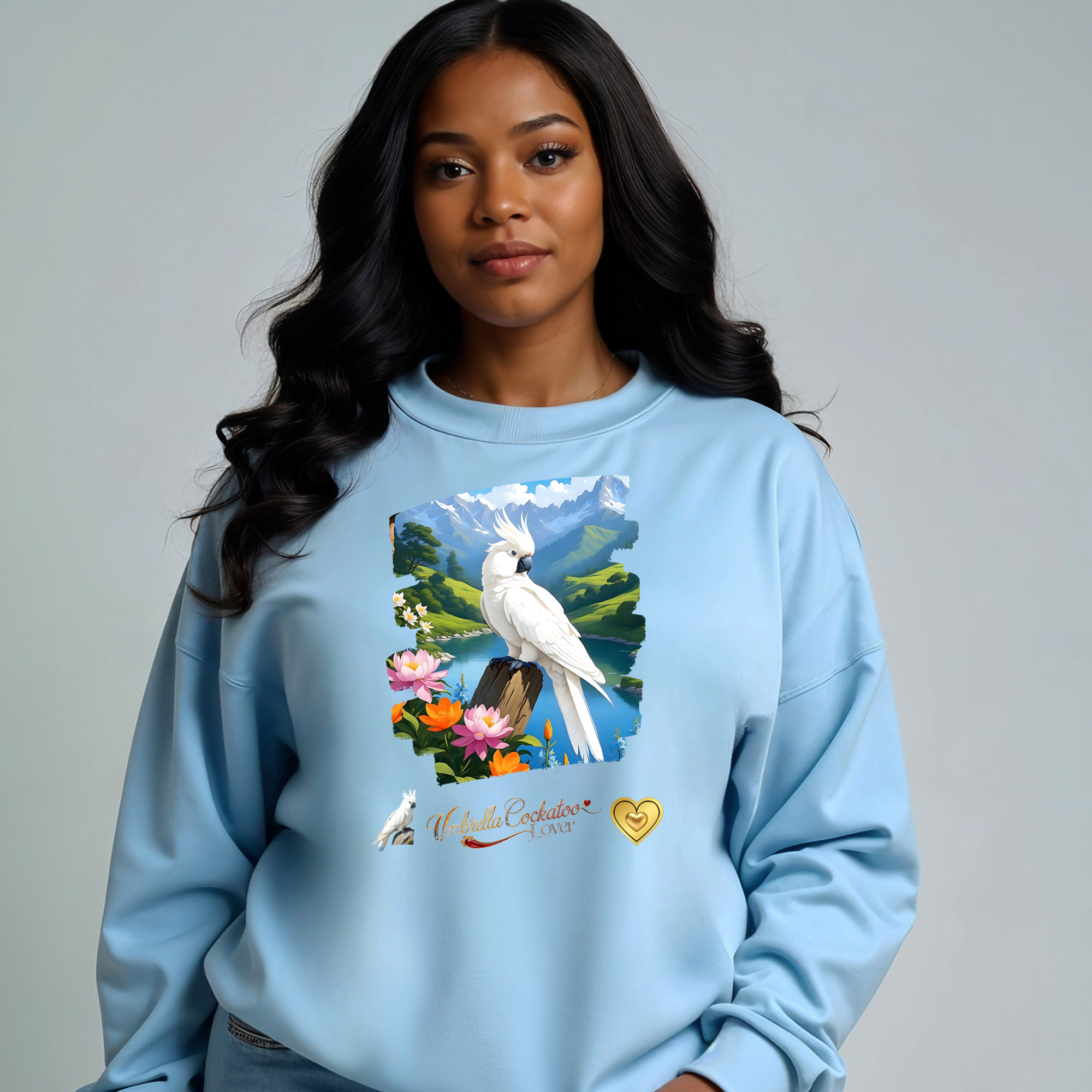 Umbrella Cockatoo Lover Floral Lake Sweatshirt