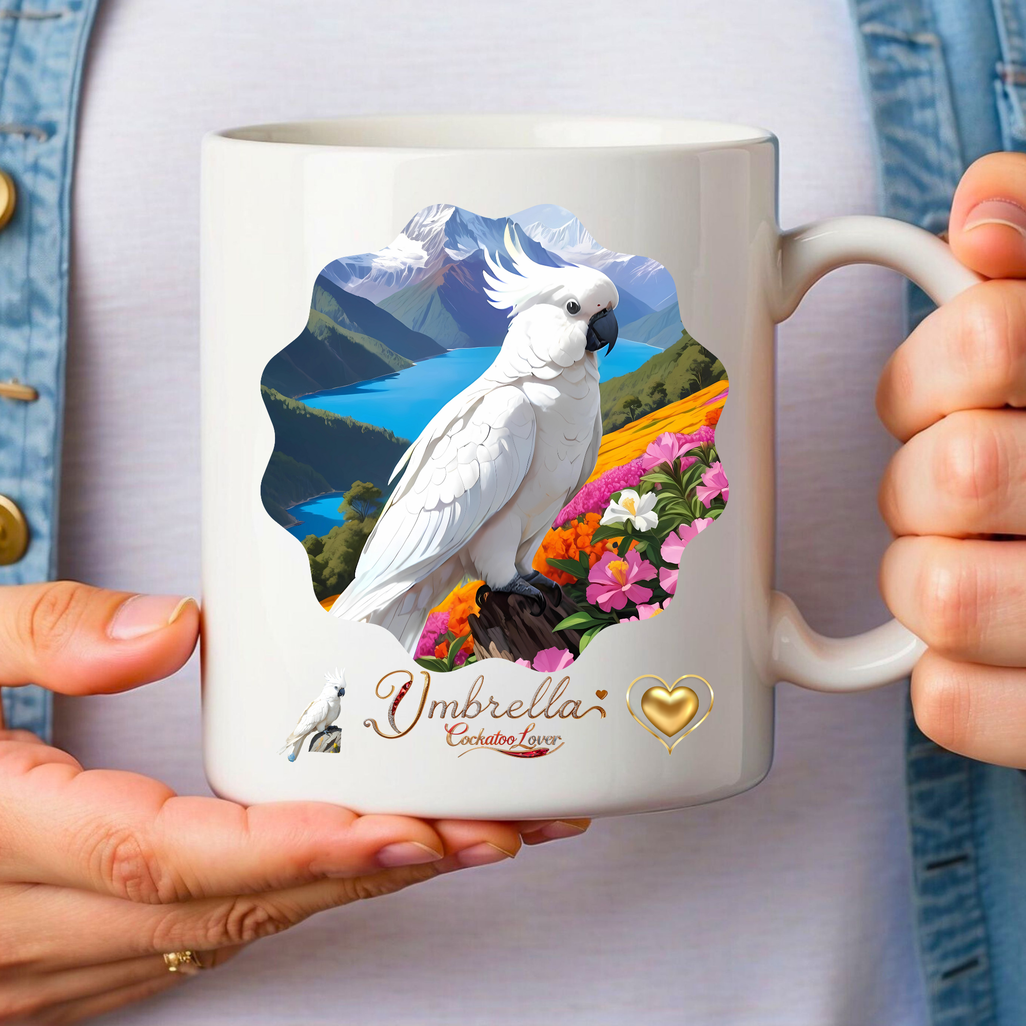 Floral Umbrella Cockatoo Lover Mug