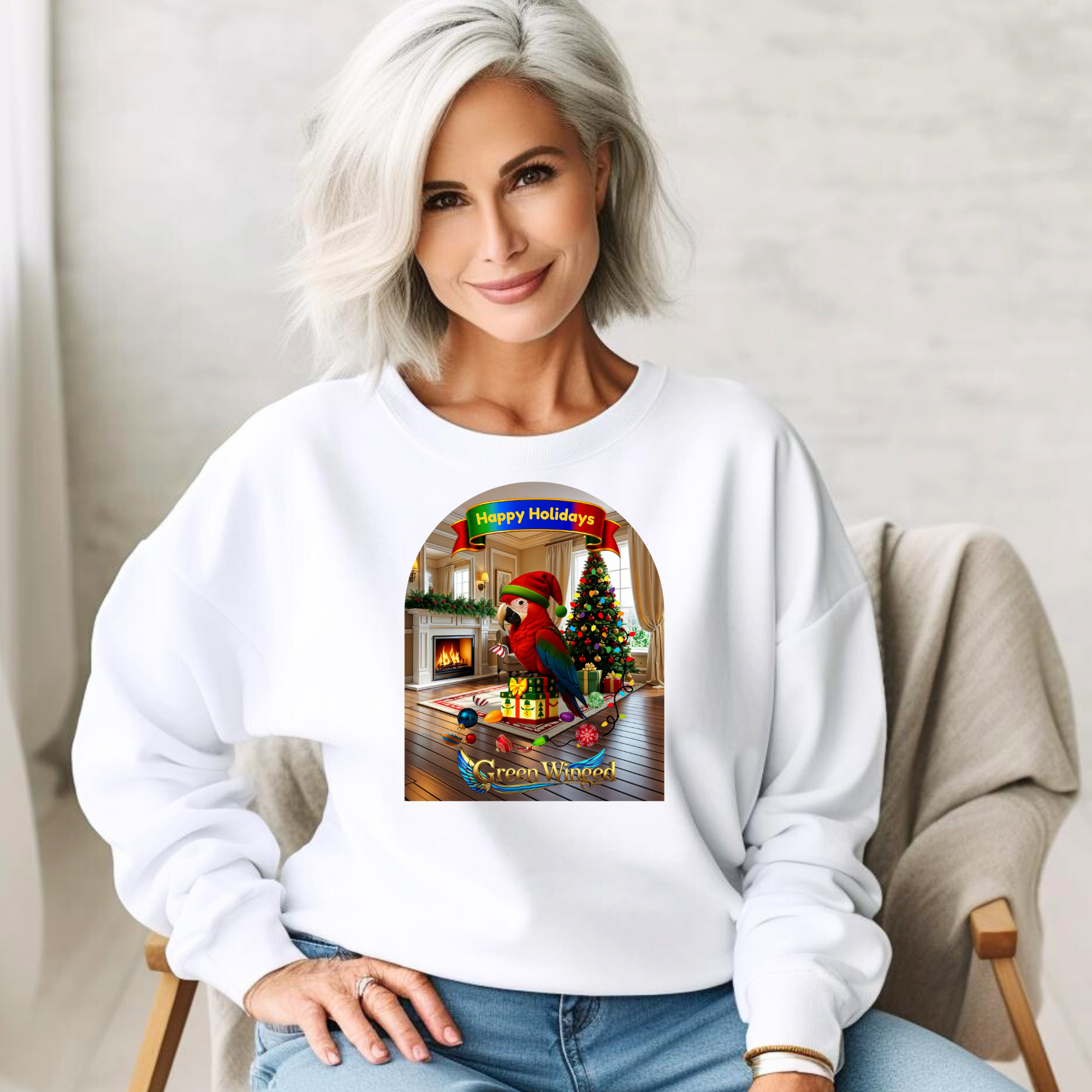 Happy Holidays Green Winged Sweatshirt