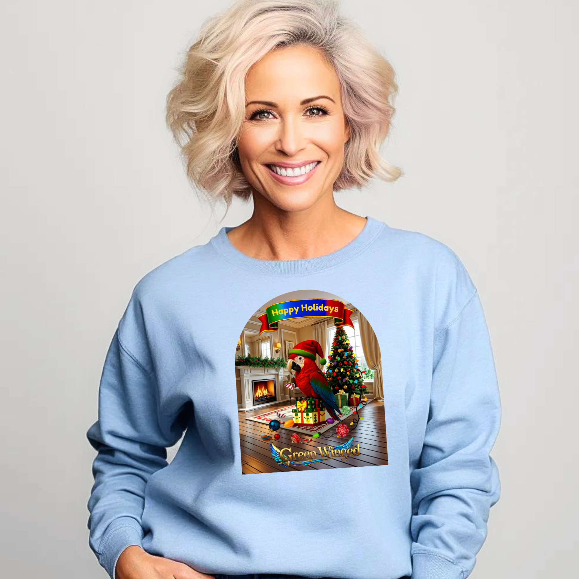 Happy Holidays Green Winged Sweatshirt