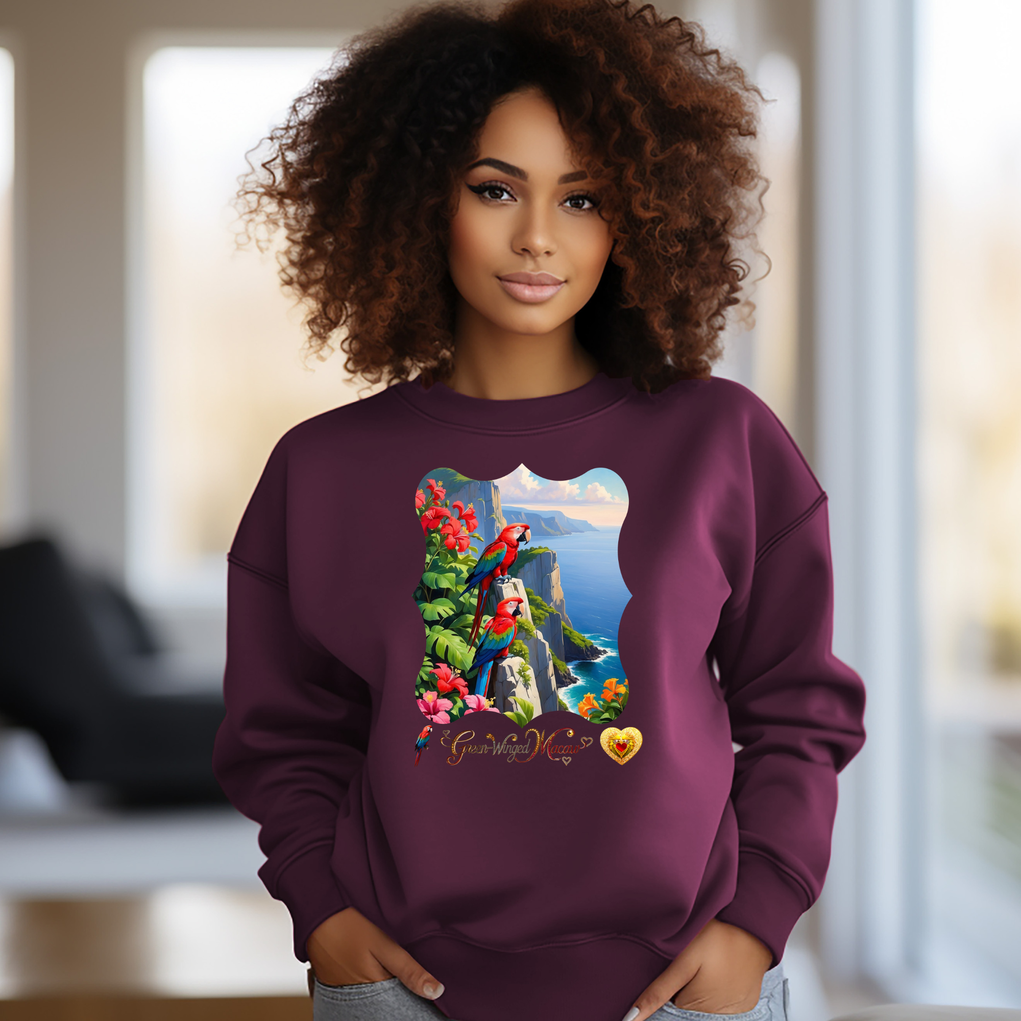 Mountain Lake Green-Winged Macaw Sweatshirt