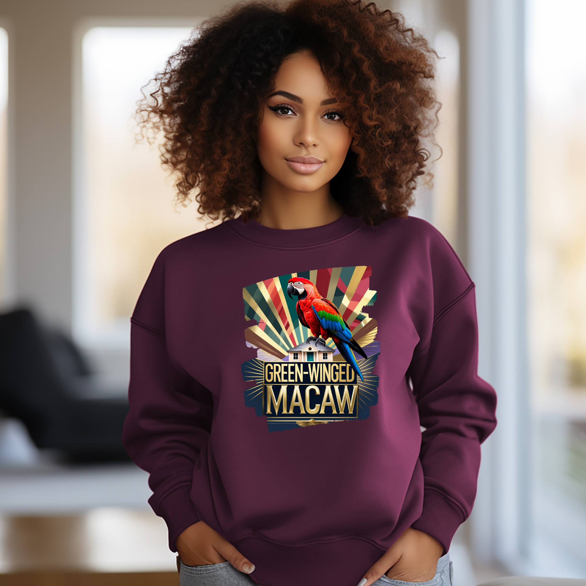 Green-Winged Macaw Sunburst Sweatshirt