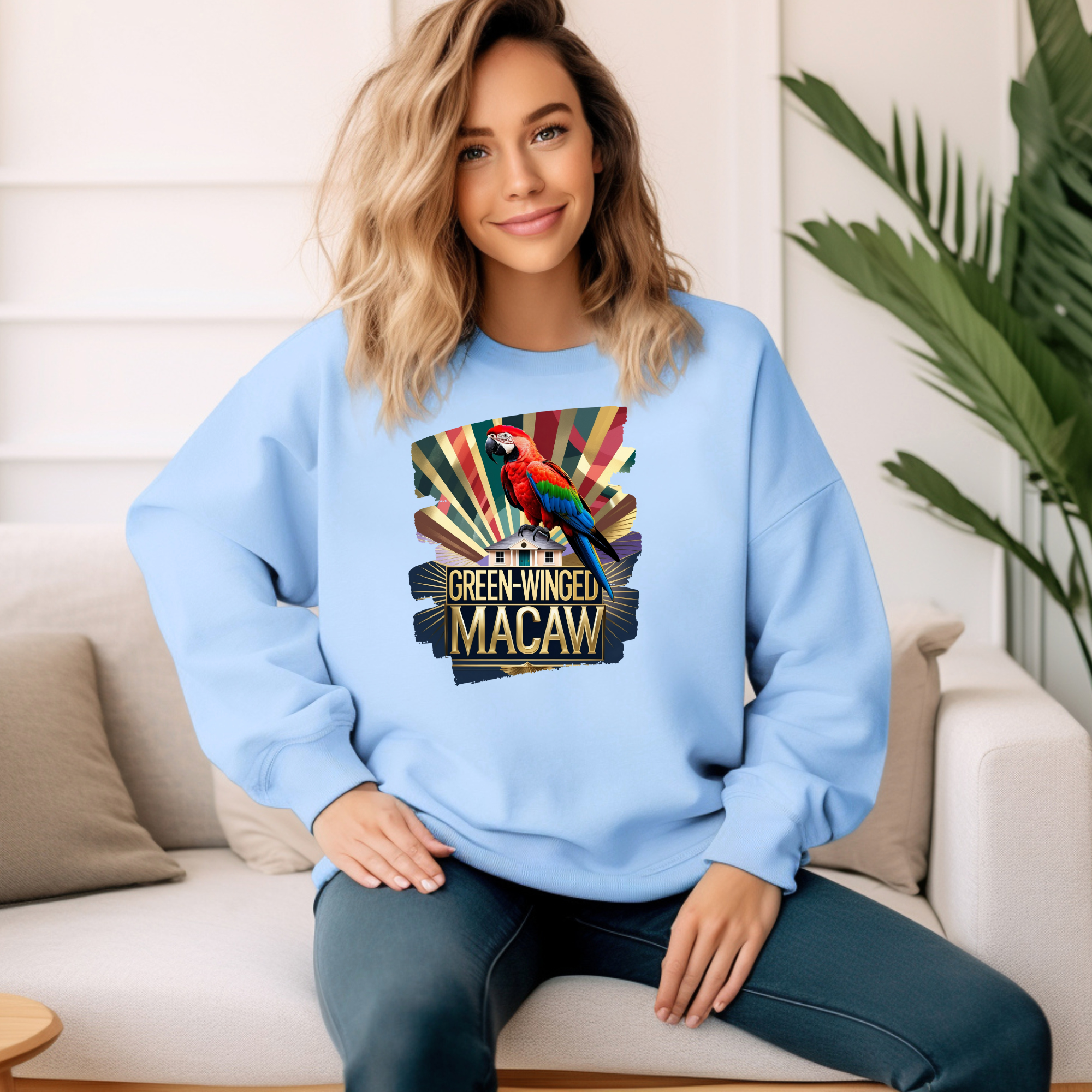 Green-Winged Macaw Sunburst Sweatshirt