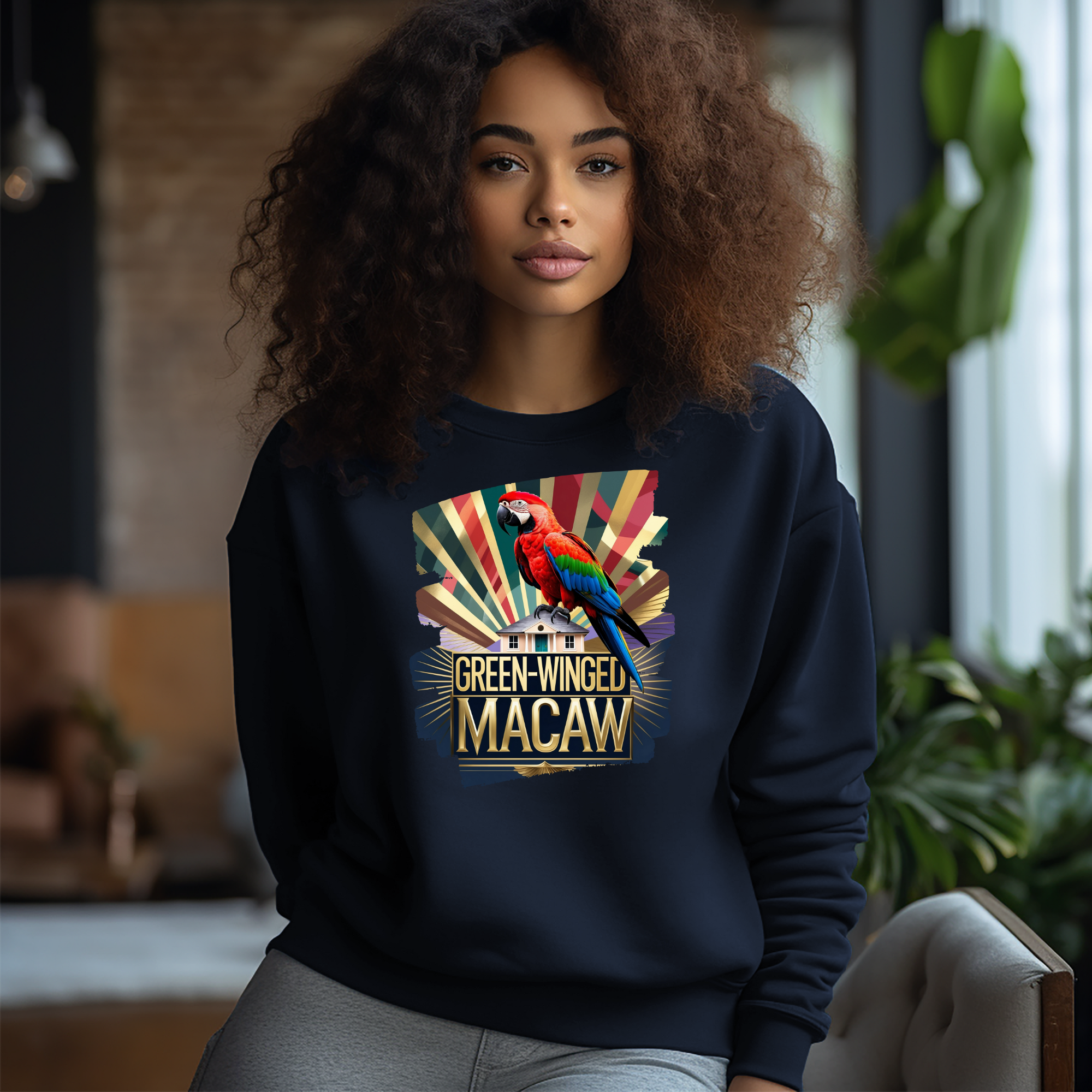 Green-Winged Macaw Sunburst Sweatshirt