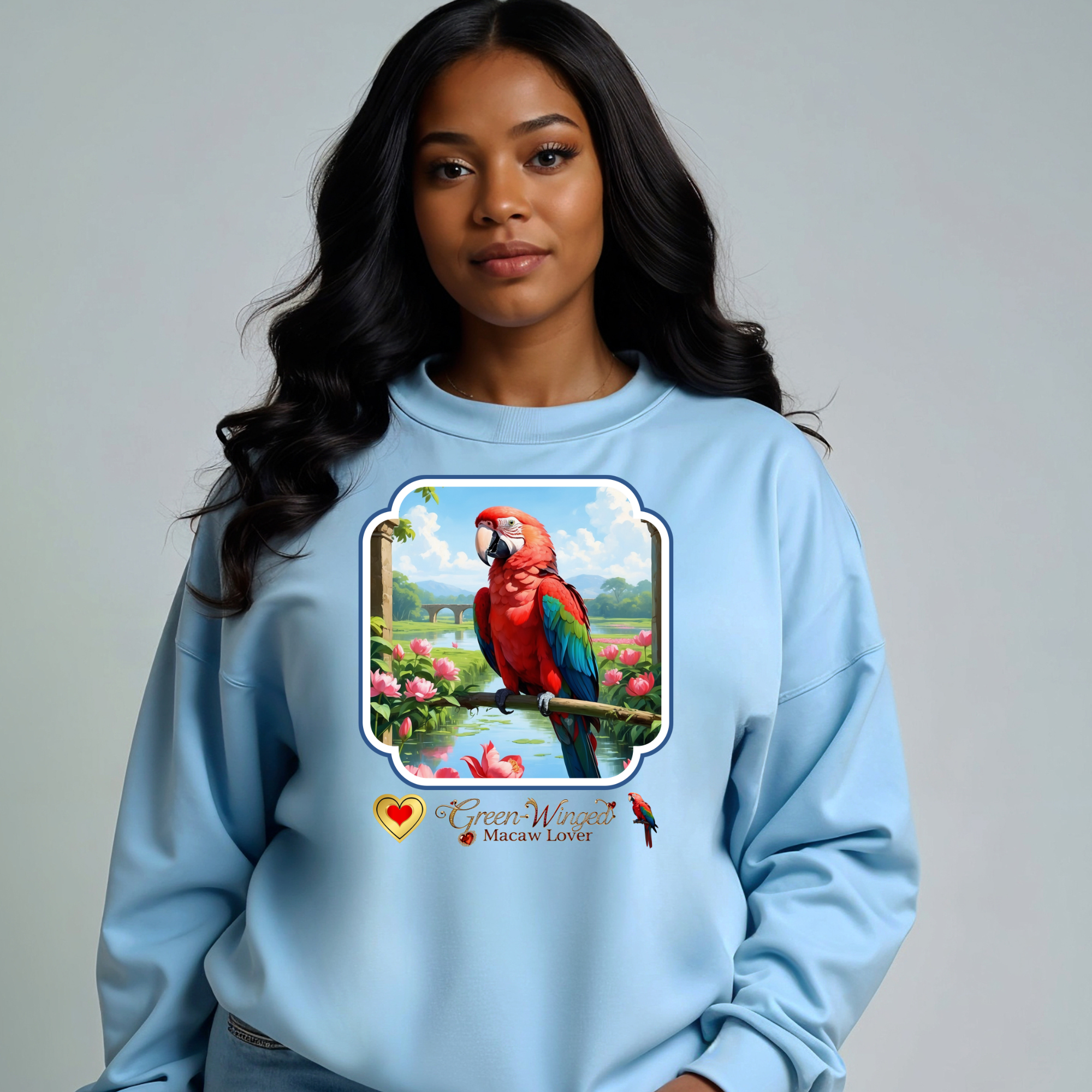 Green-Winged Macaw Lake Scenic Sweatshirt