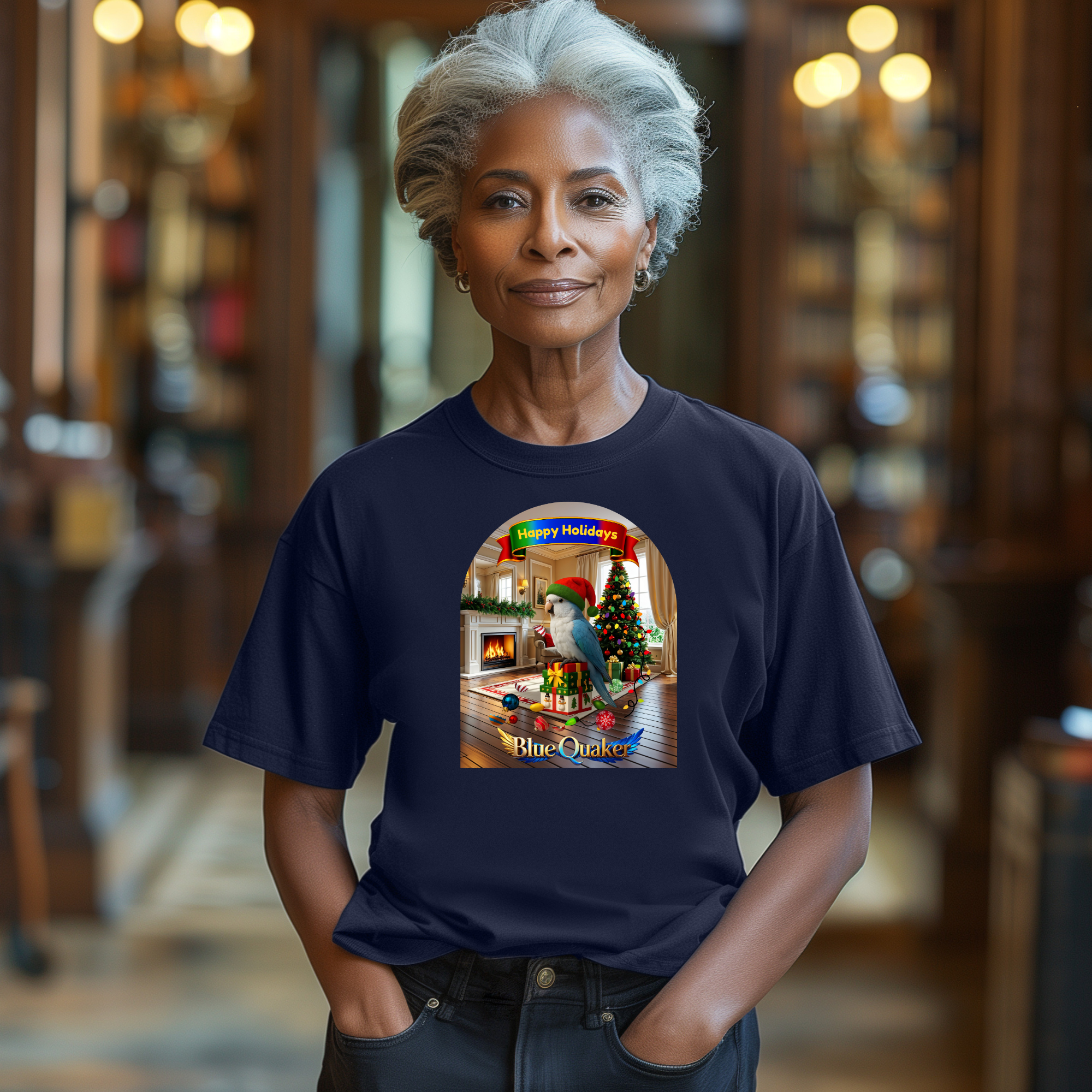 Happy Holidays Blue Quaker T-Shirt