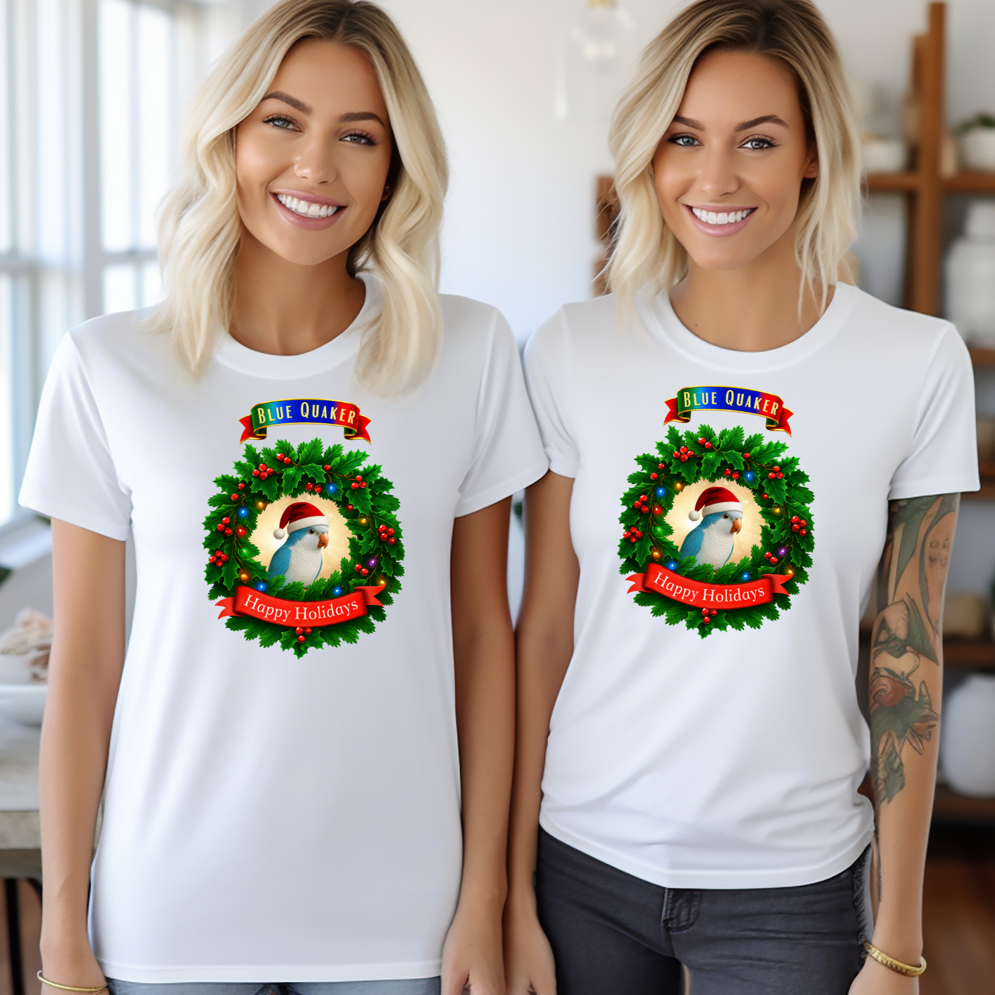 Happy Holidays Blue Quaker T-Shirt