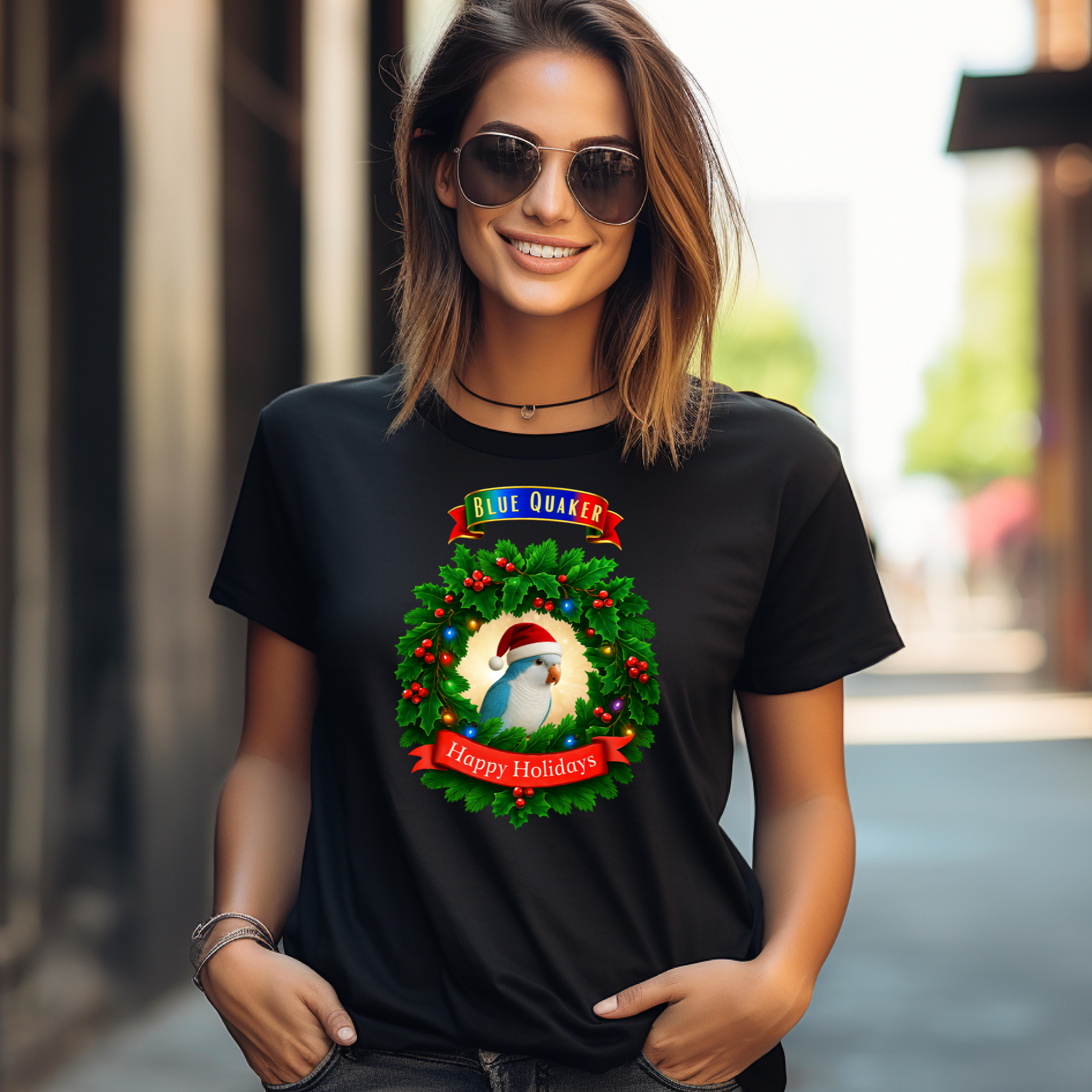 Happy Holidays Blue Quaker T-Shirt
