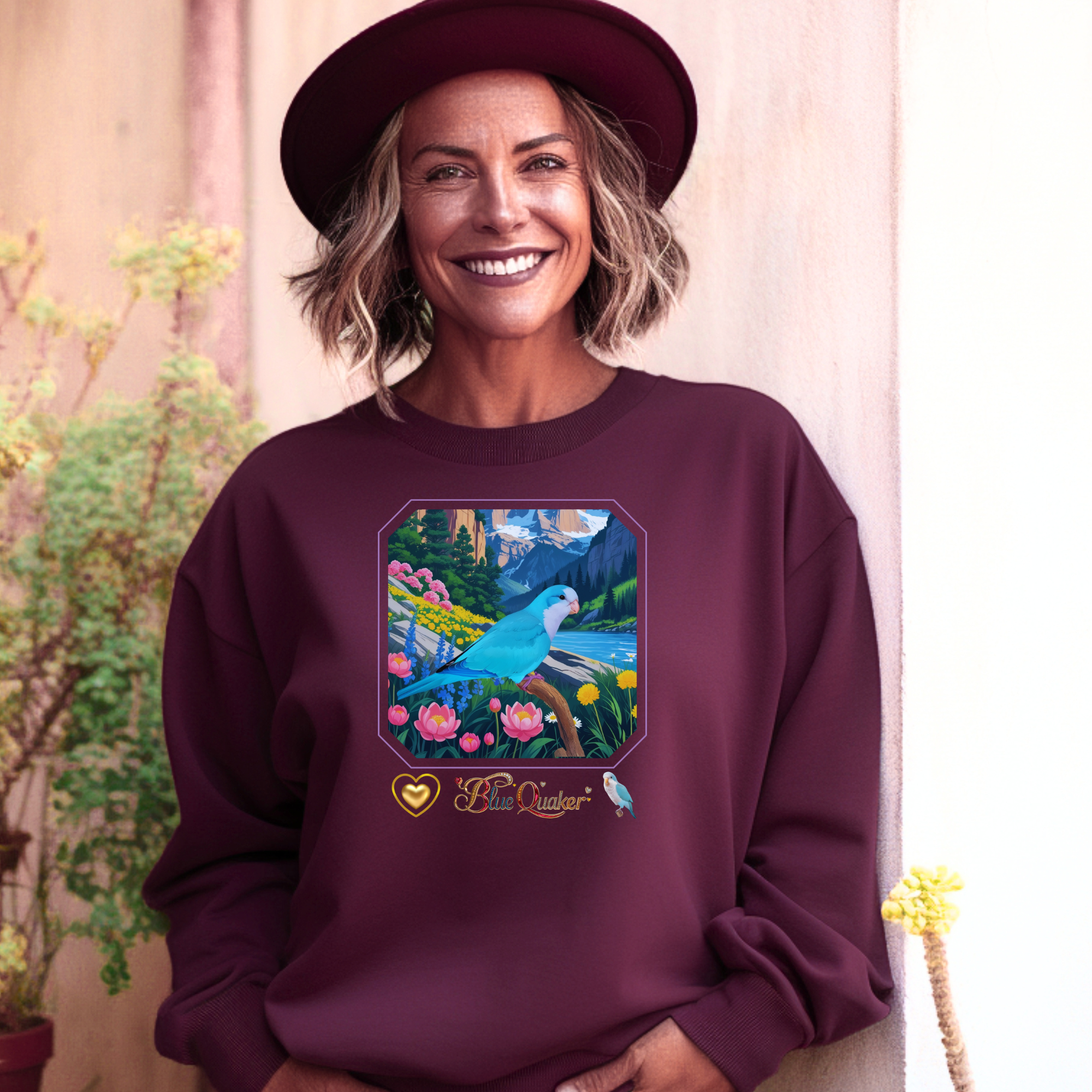 Blue Quaker Lake Floral Sweatshirt