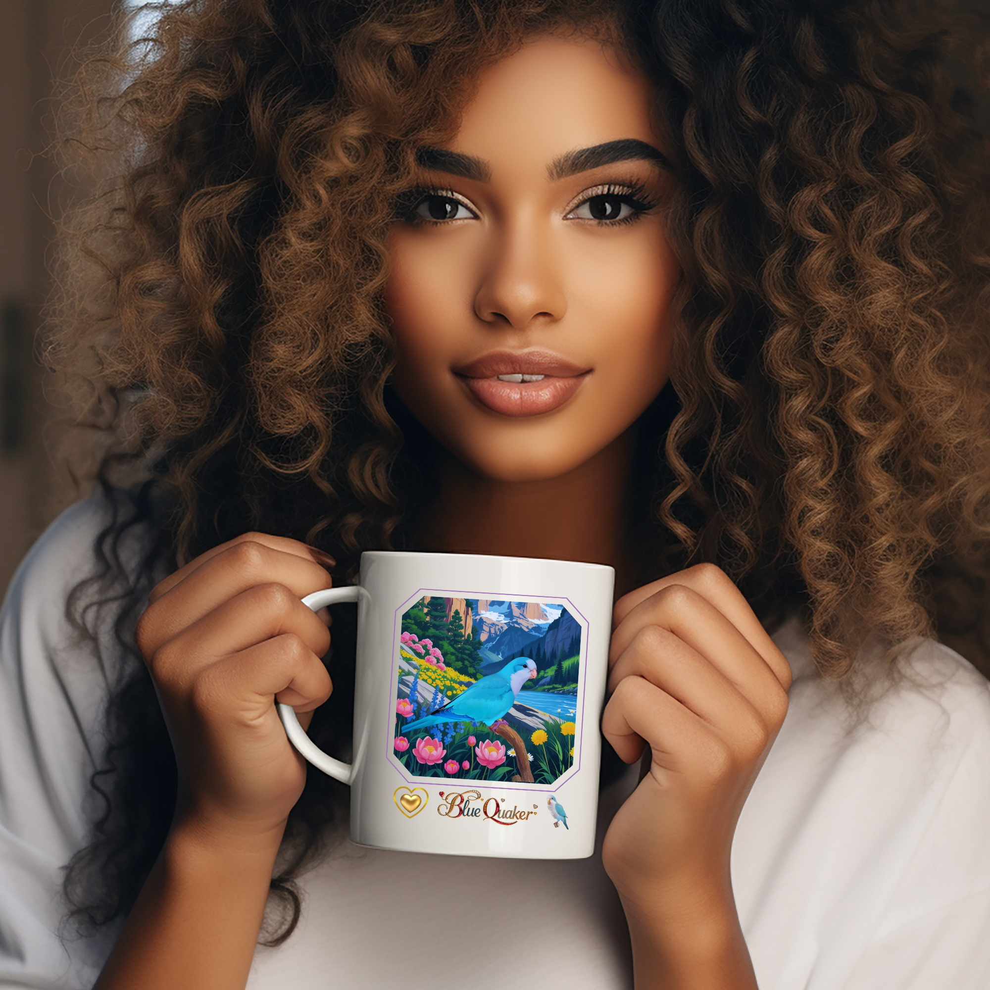 Blue Quaker Floral Lake Mug