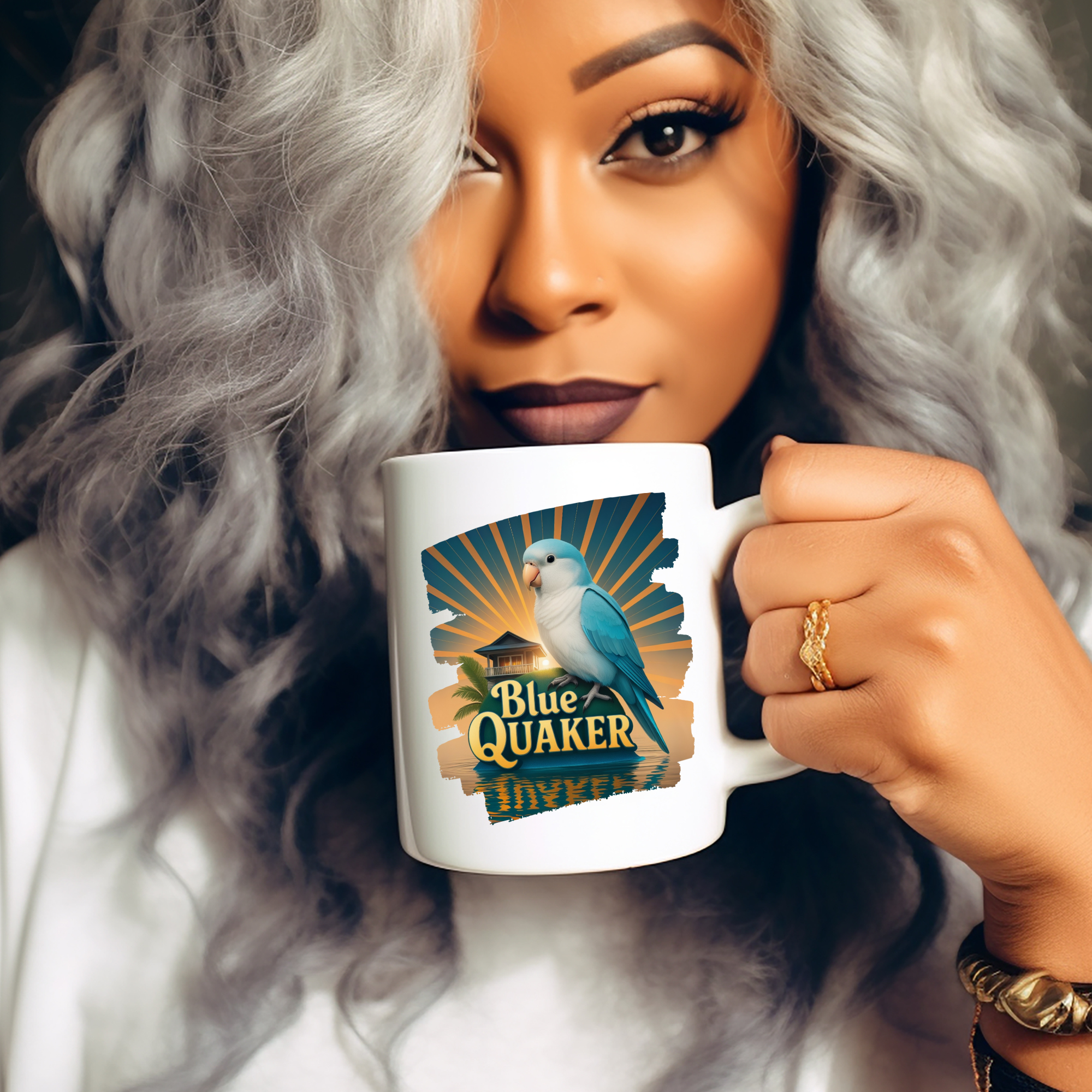 Blue Quaker Sunburst Mug