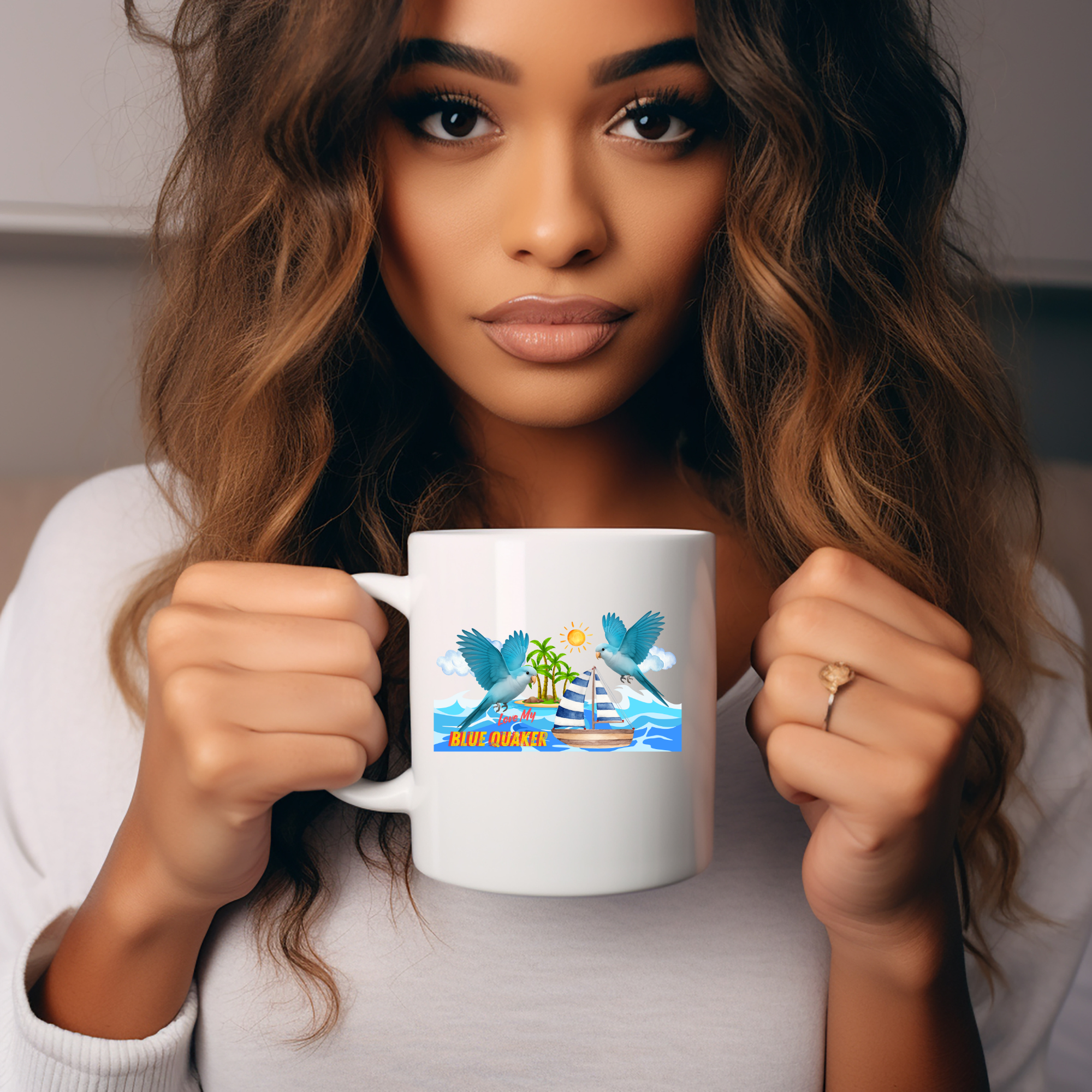 Love My Blue Quaker Sailboat Mug