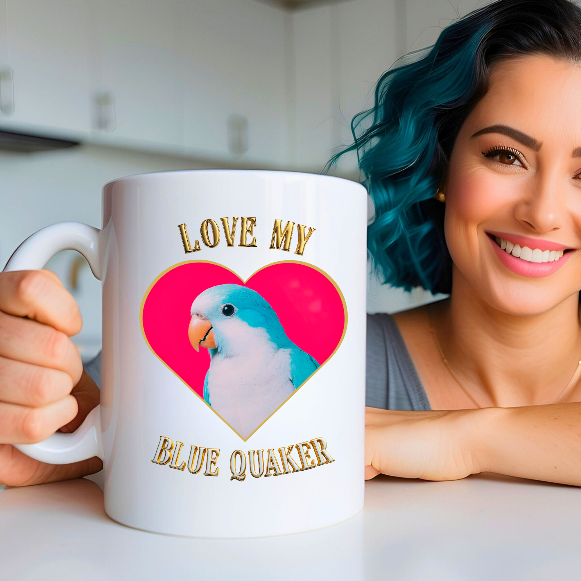 Love My Blue Quaker Heart Mug