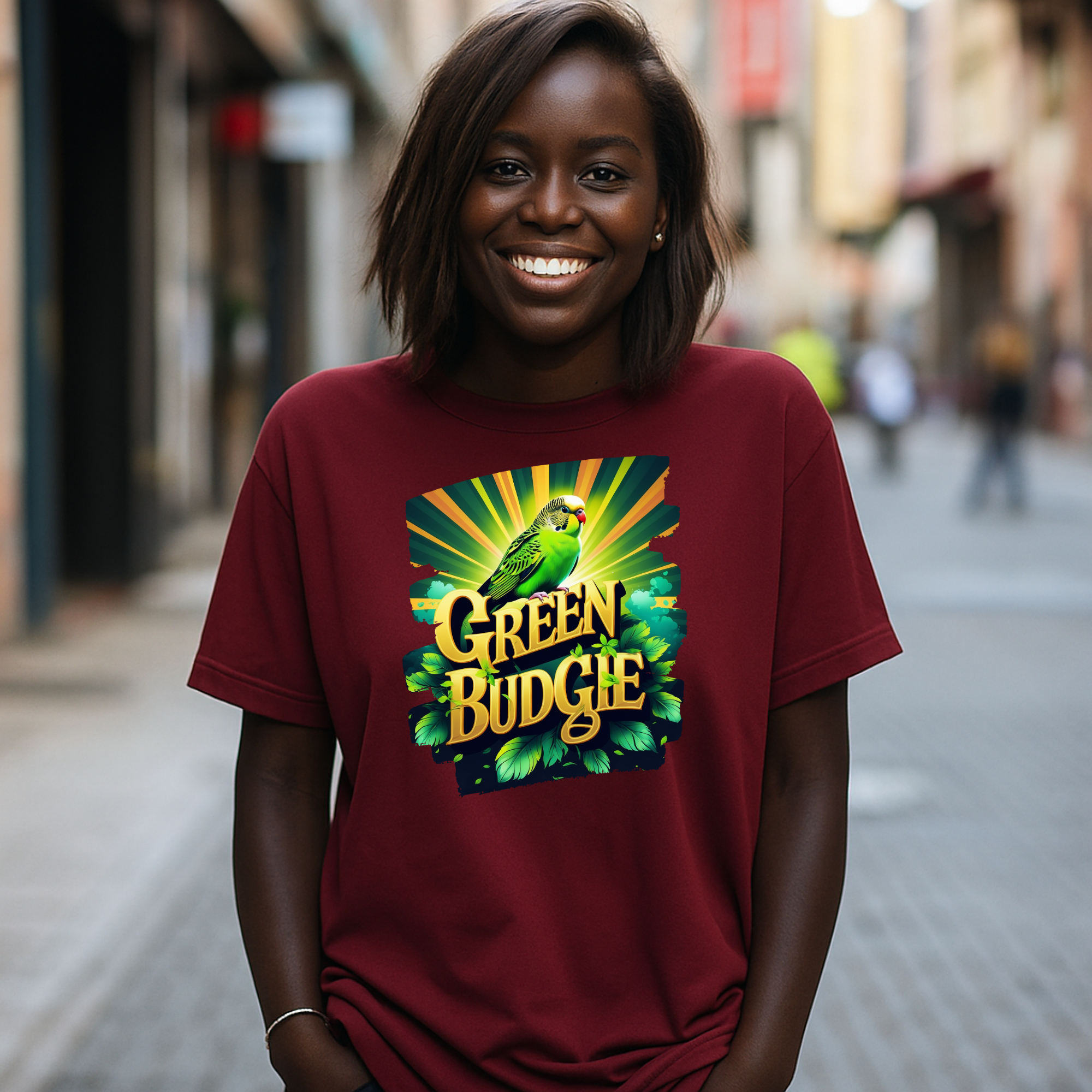 Green Budgie Sunburst T-Shirt