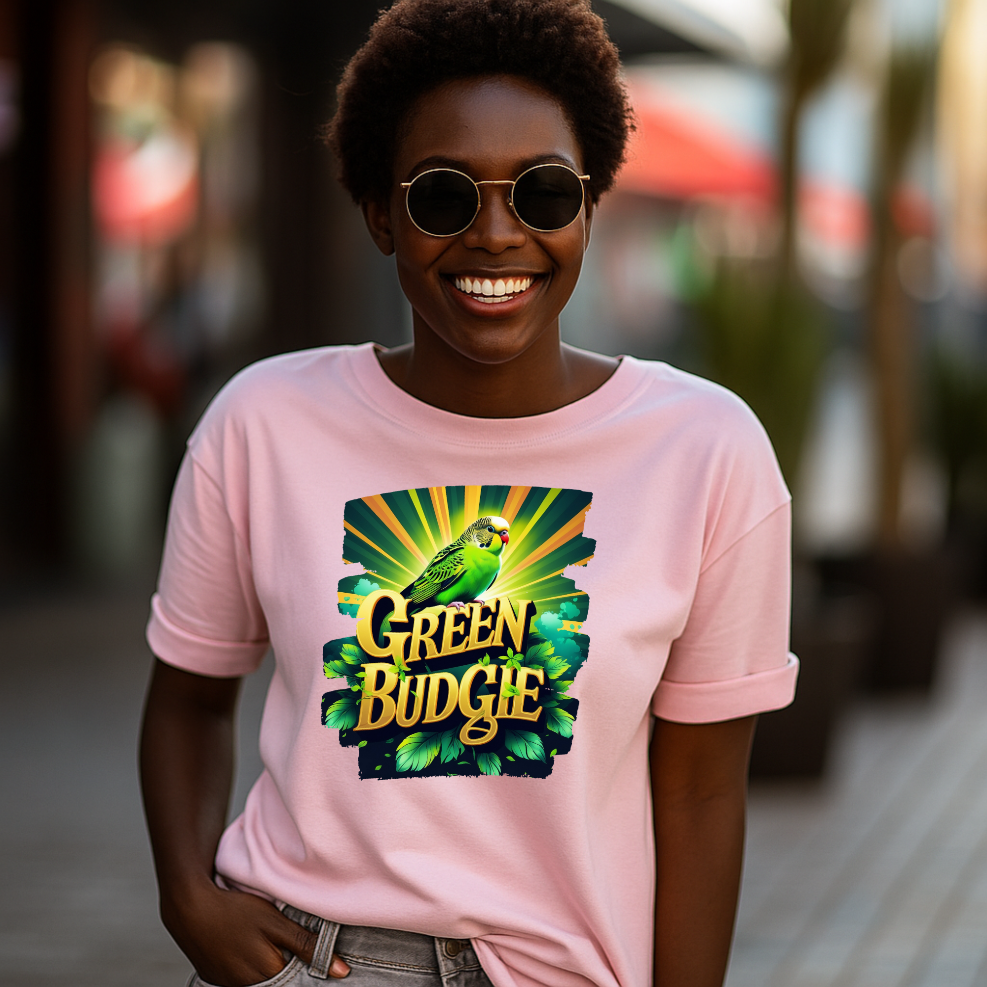 Green Budgie Sunburst T-Shirt
