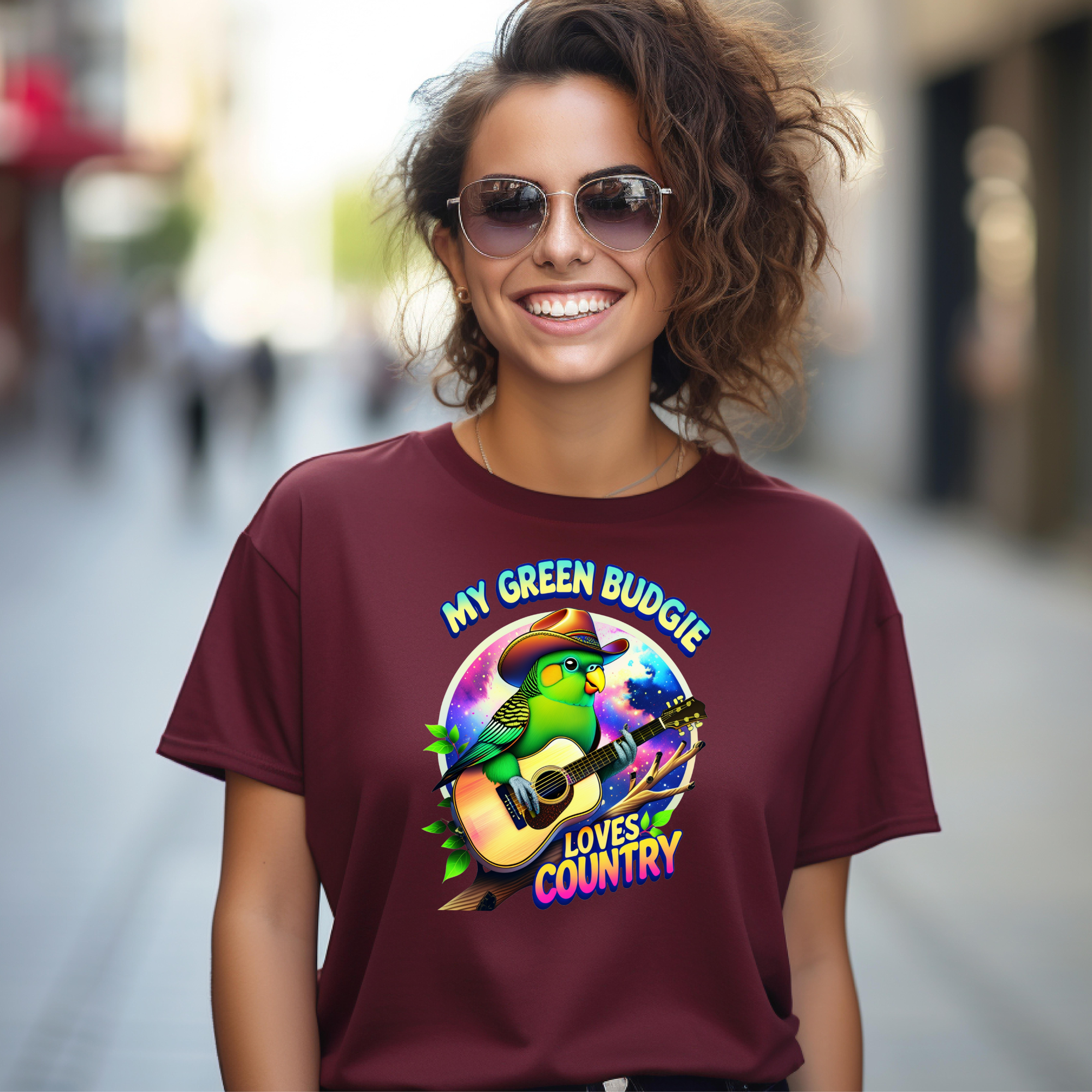 Green Budgie Loves Country T‑Shirt