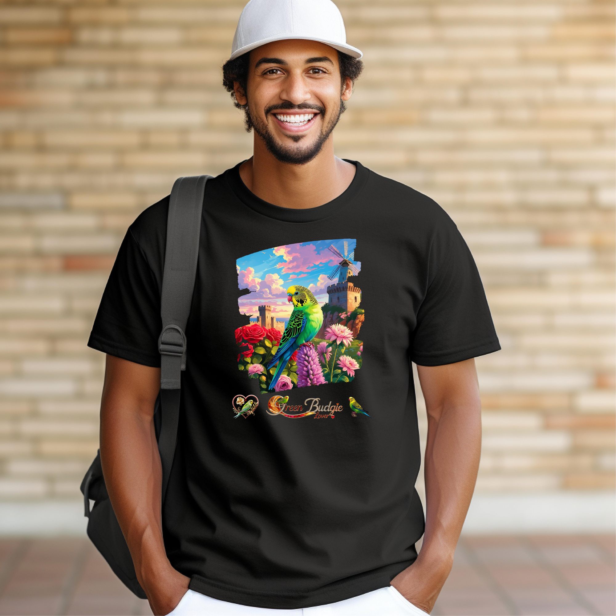 Green Budgie Lover Nature Scenic T-Shirt