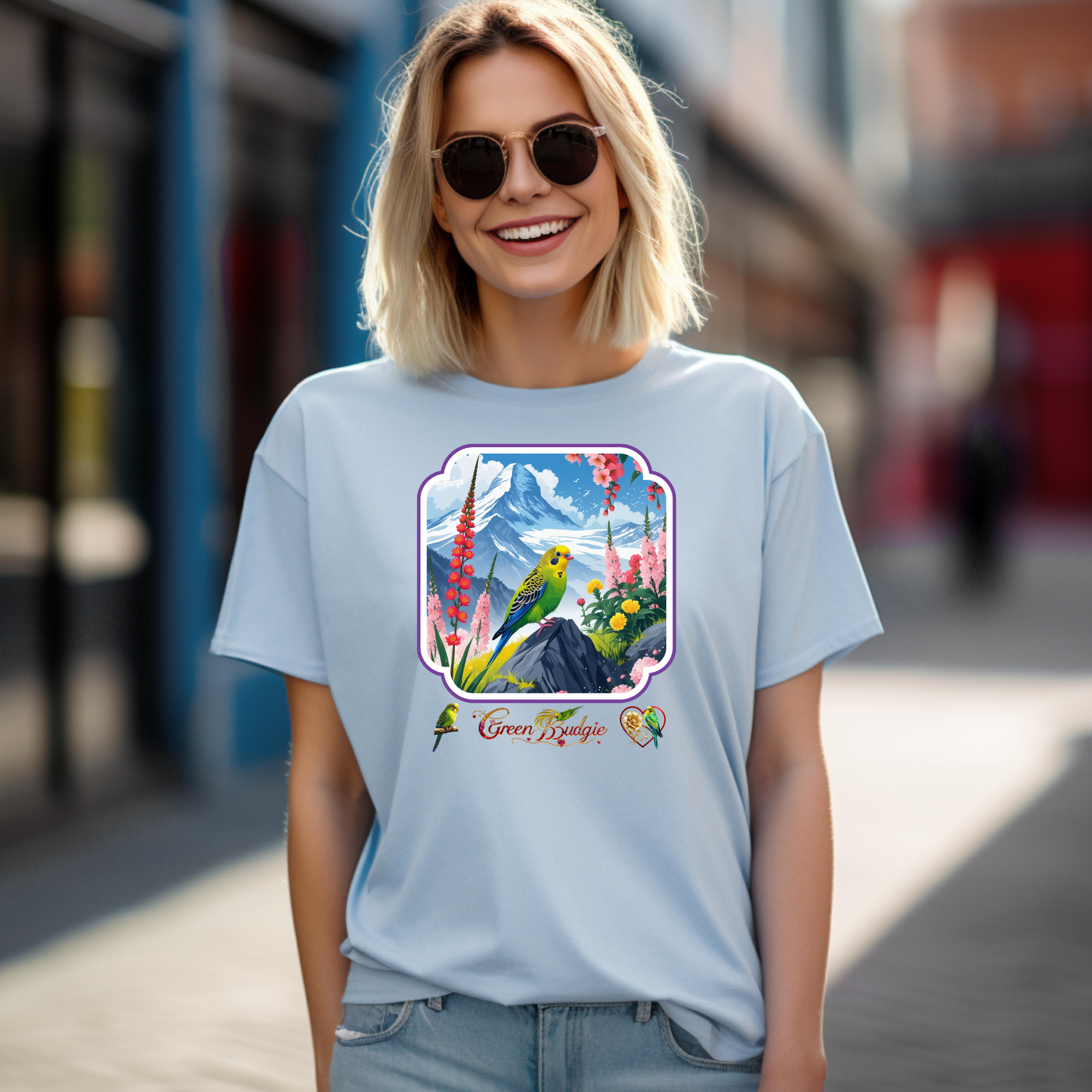 Green Budgie Mountain T-Shirt