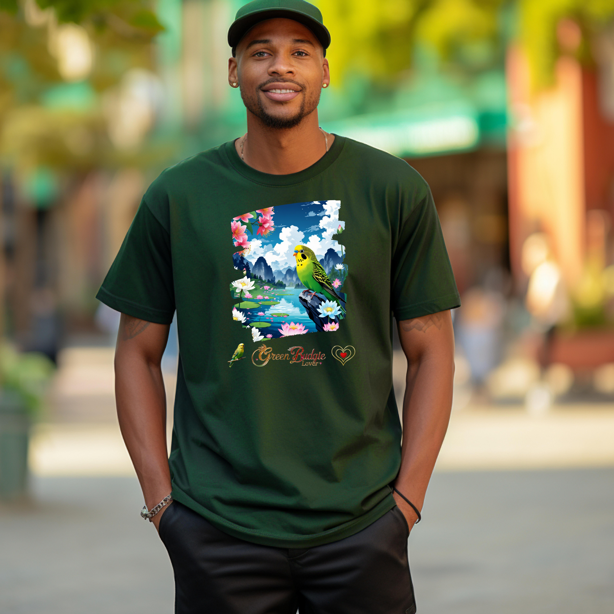 Green Budgie Lover Valley T-Shirt