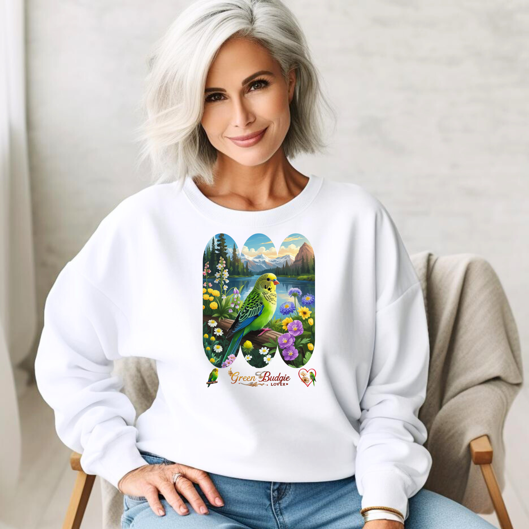 Green Budgie Lover Lake Sweatshirt