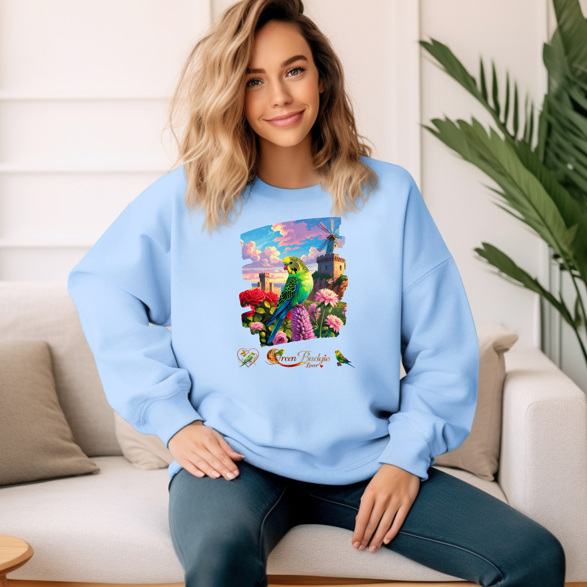 Green Budgie Lover Nature Sweatshirt