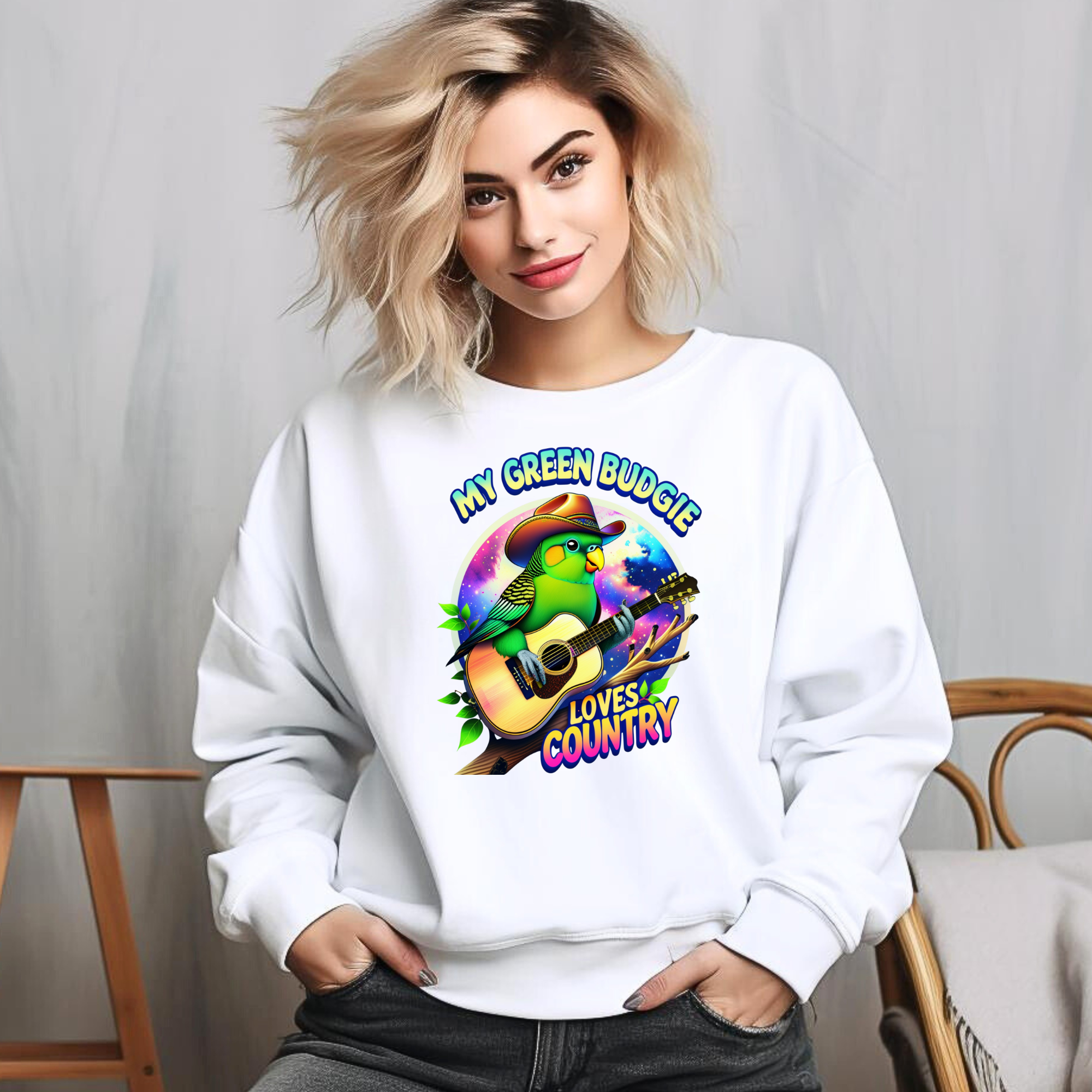 Green Budgie Loves Country Sweatshirt