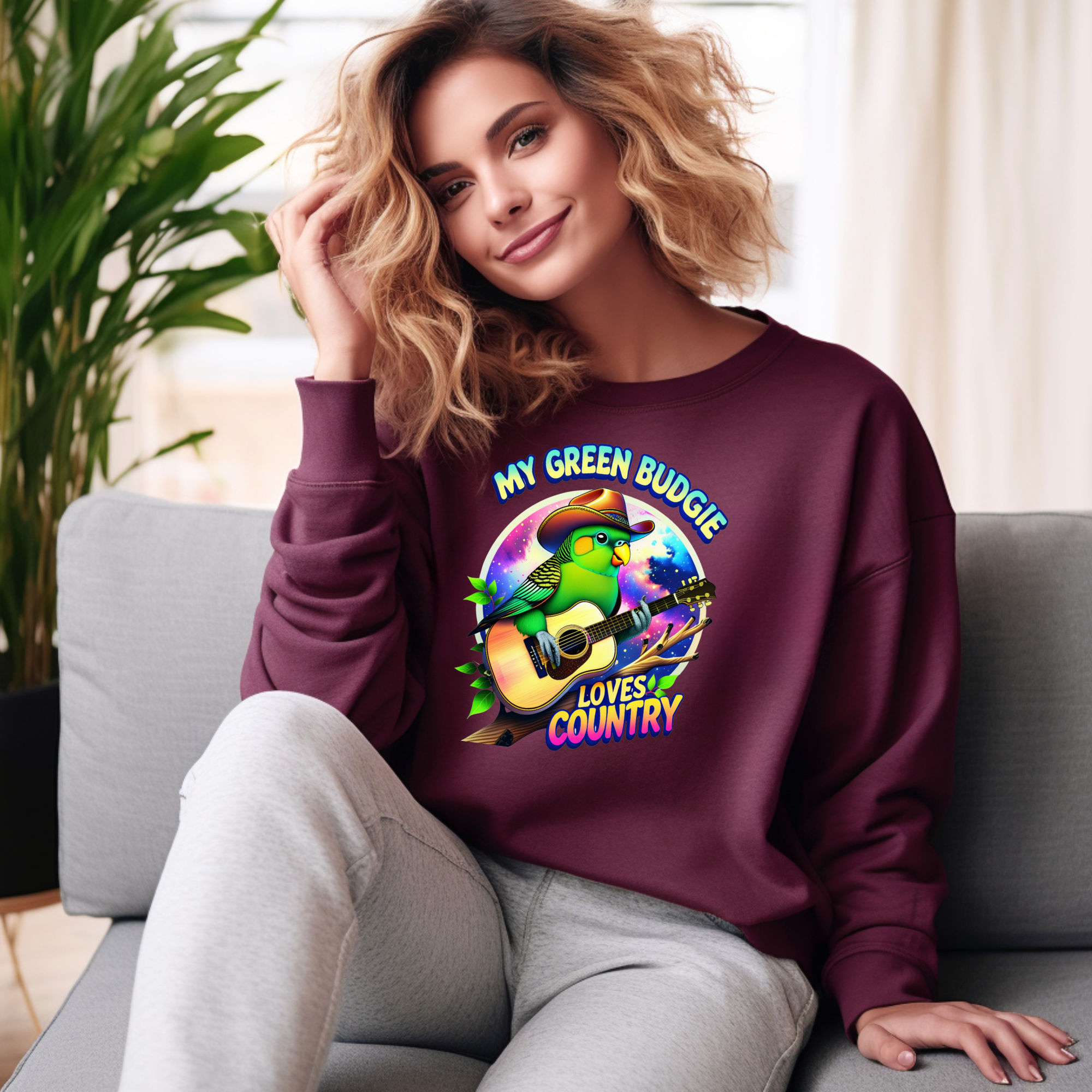Green Budgie Loves Country Sweatshirt