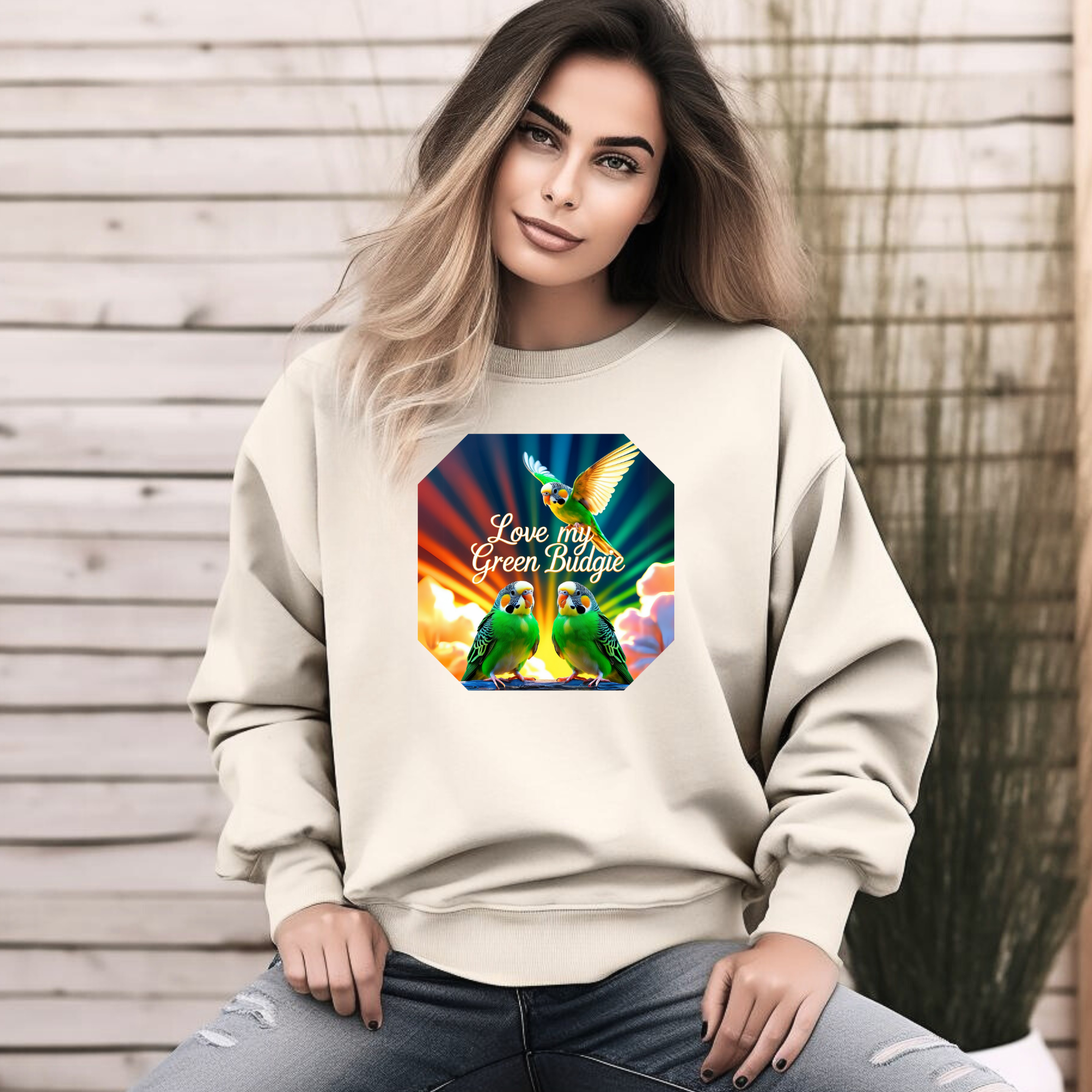 Love My Green Budgie Sweatshirt
