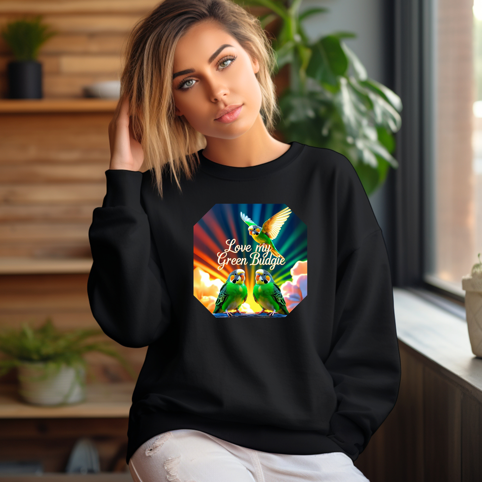 Love My Green Budgie Sweatshirt