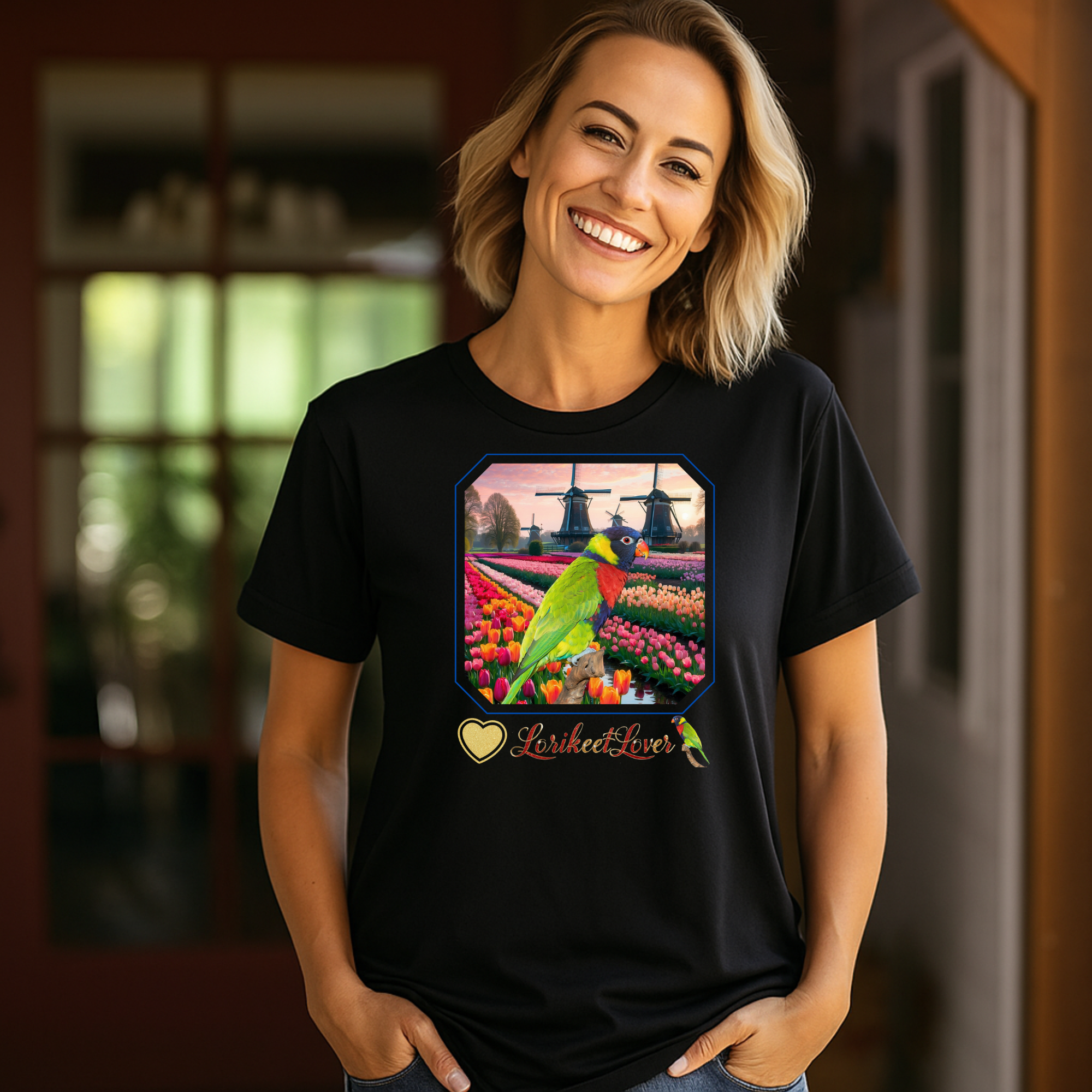 Lorikeet Lover Tulip Field T-Shirt
